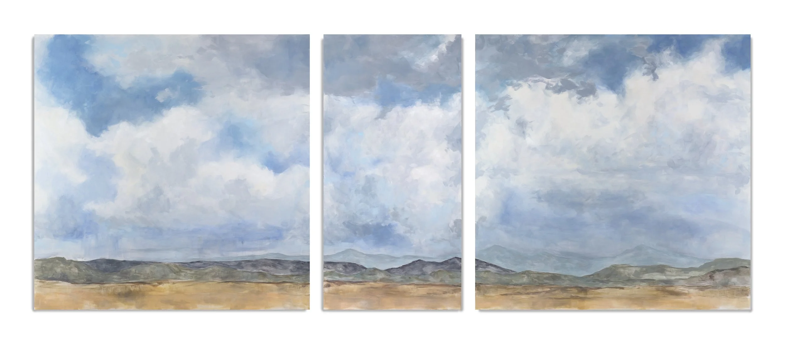 Sun Drenched & Rain Soaked (After the Storm) I, II, III, 48 x 120, acrylic on canvas
