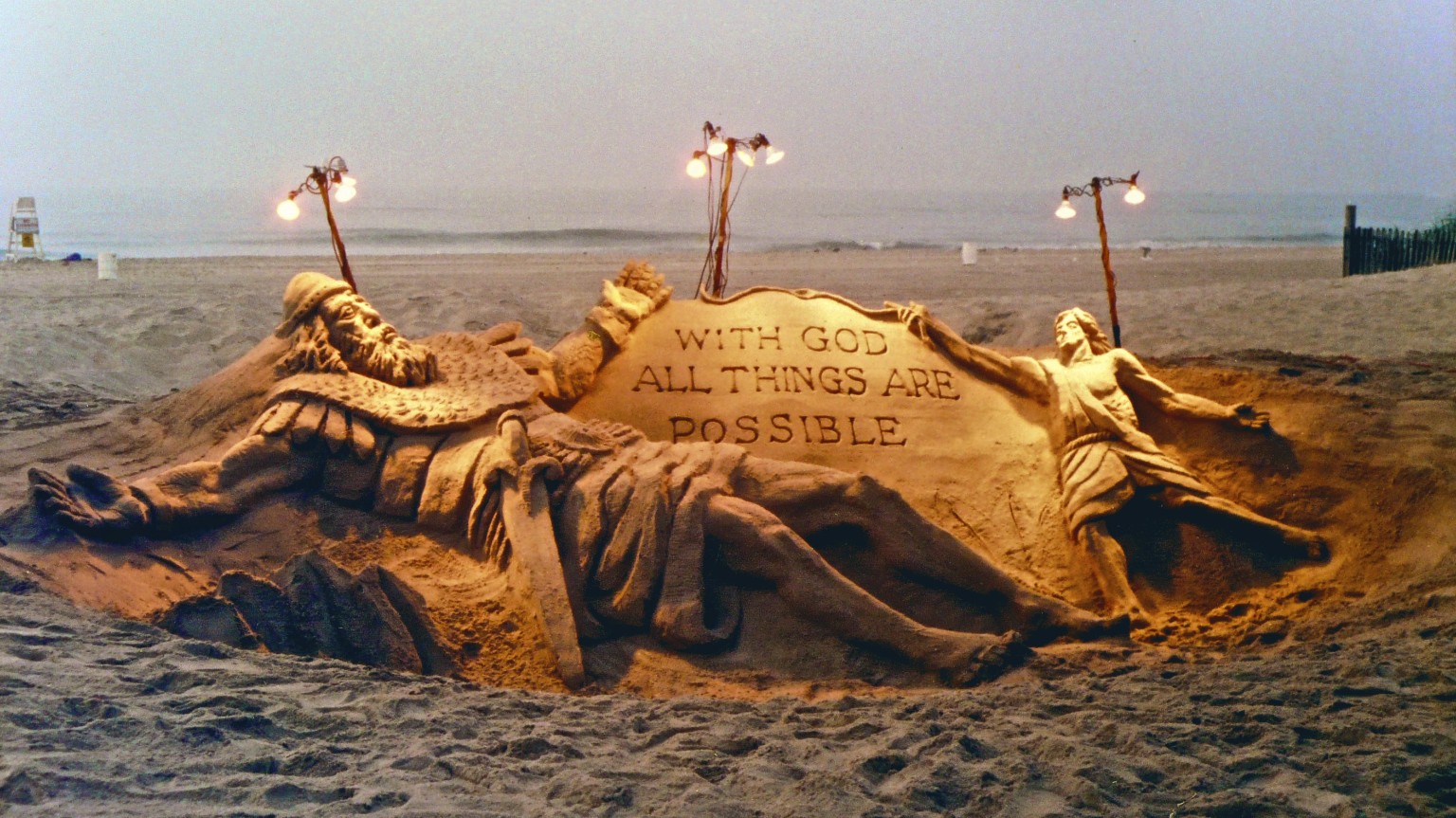 Ocean City Maryland MD Sand Artist postcard seashore beach Sand Sculpture 