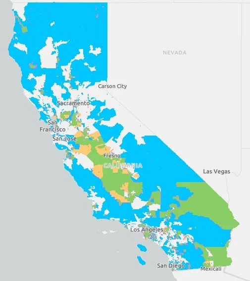 Map of California communities designated as Priority Populations