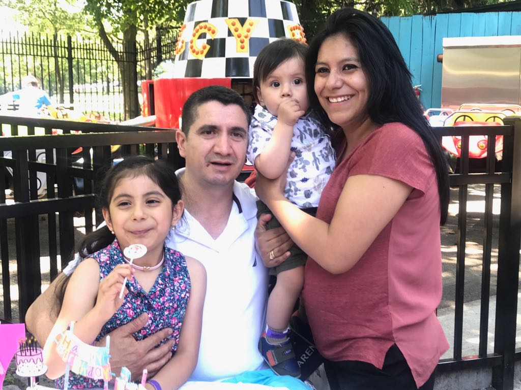 Briana cordero (2nd grader), Laura Galarza (mother) and family