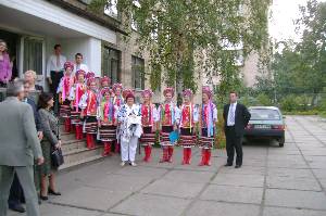   And our team was warmly welcomed by a Ukrainian group in traditional costumes.     