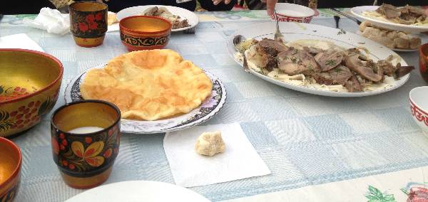   Our Kazakh friend Madi, took us out for a traditional Kazakh meal which included fermented mare's milk, camel milk, and horsemeat in noodles (Yumm).&nbsp;     