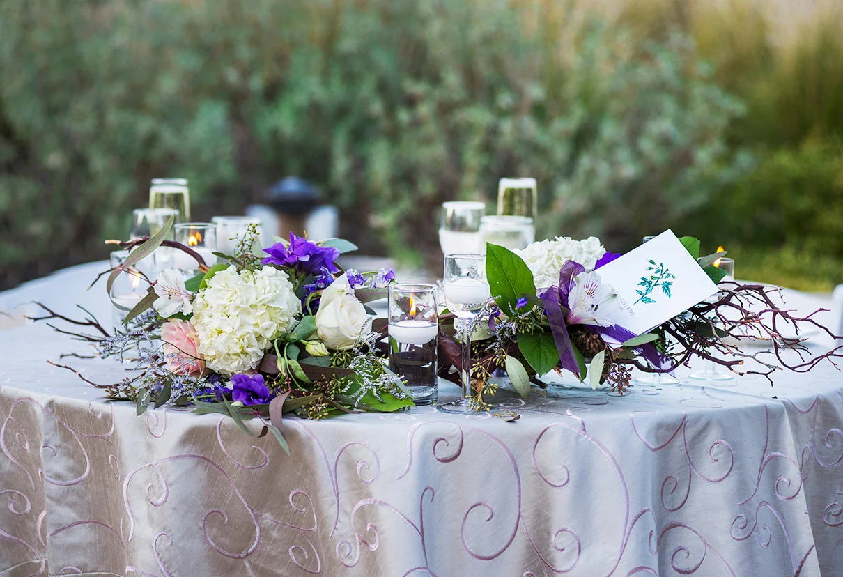 And of course, the sweetheart table had " American Sweetheart " :) . The beautiful table arrangements were created by Iron Heart !