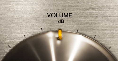 Closeup photo of volume decibel dial