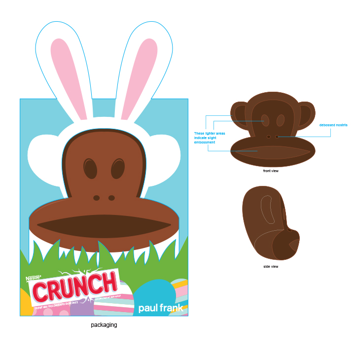  Nestle wanted to create one mold for the Julius chocolate head. I designed seasonal packaging that would keep the product fresh. 