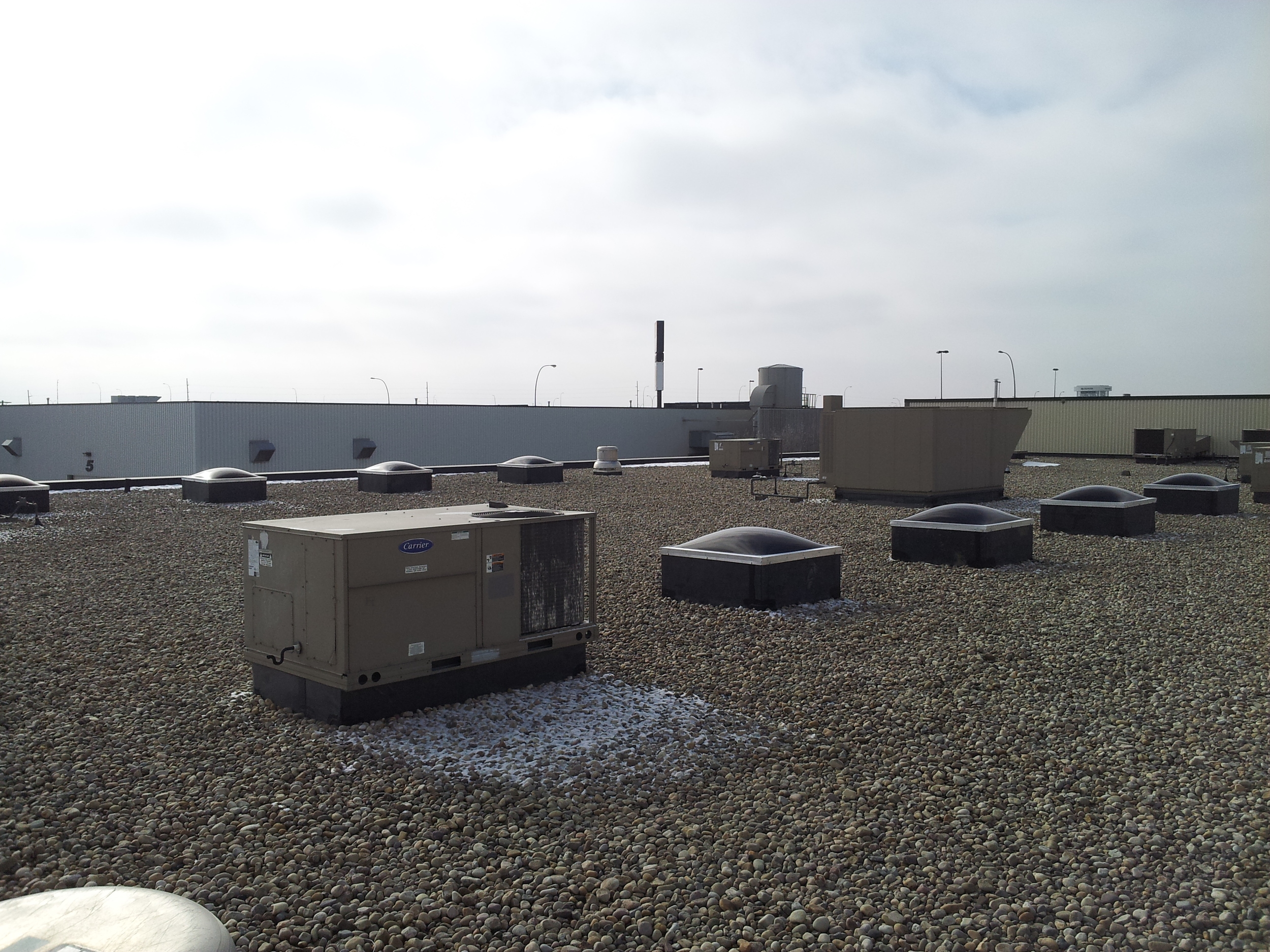  Skylights installed on a commercial building 