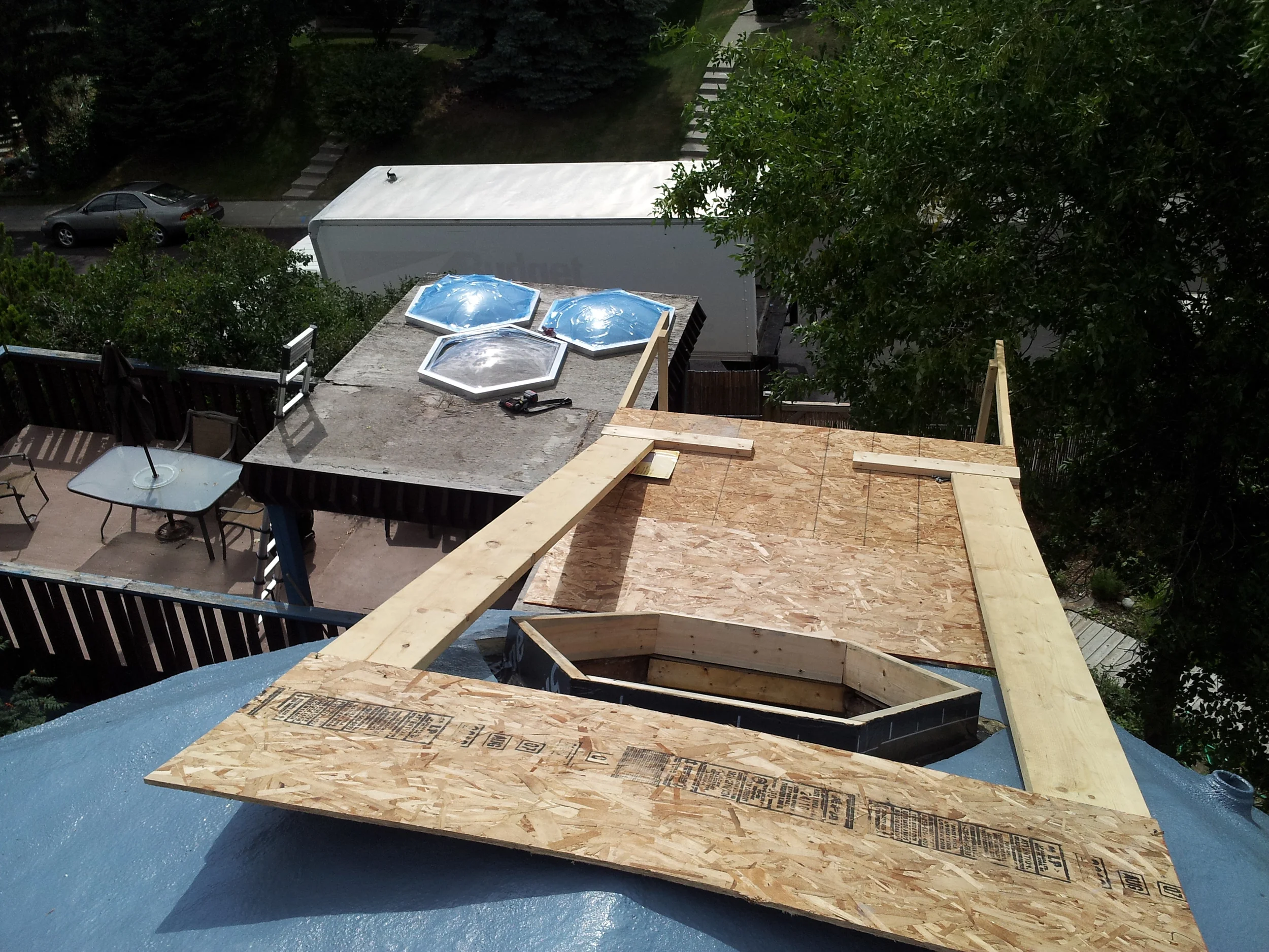  There were 3 skylights in total and later on a window was replaced as well using a similar finishing process. 