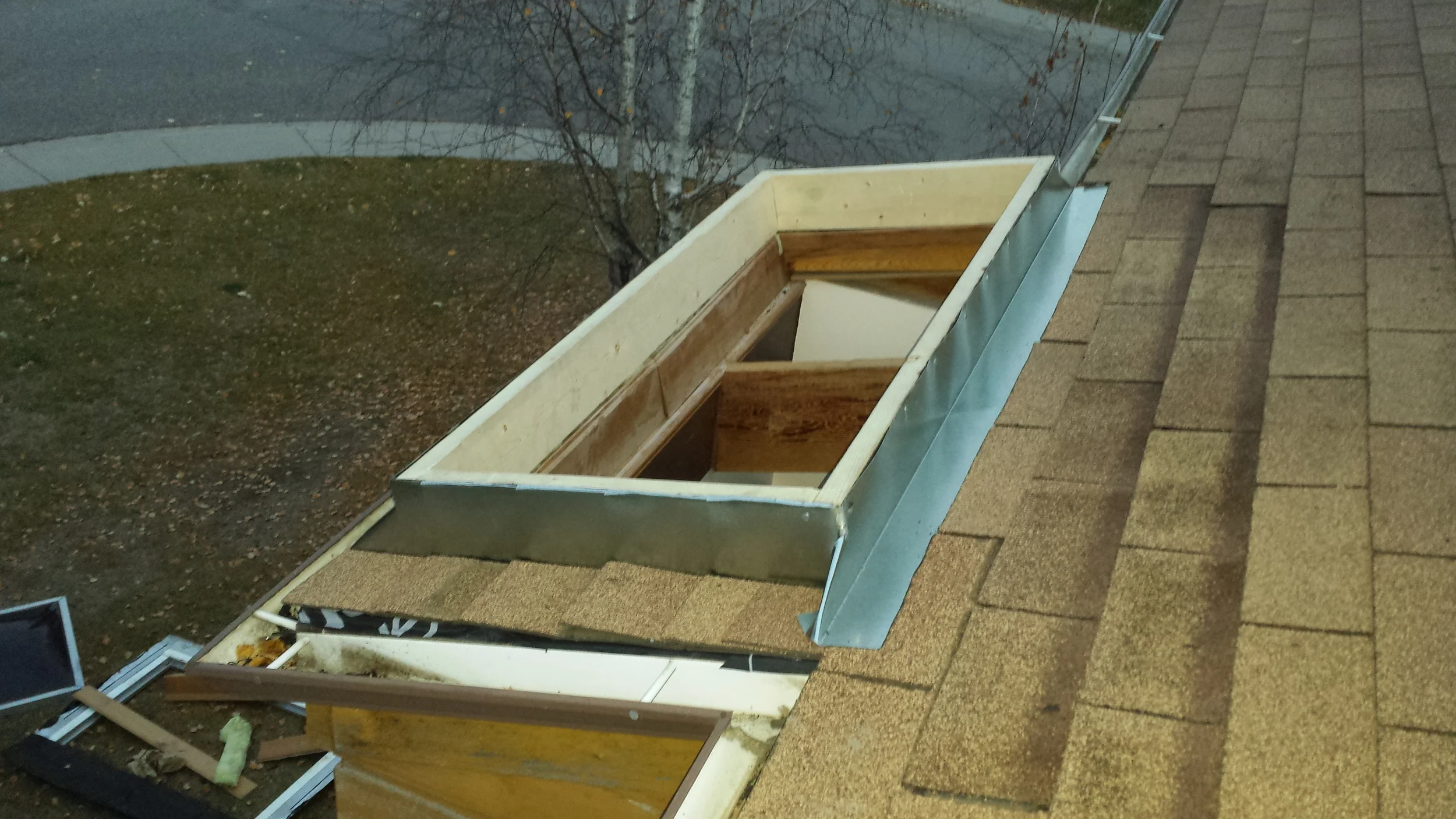  New flashing on a complete redo of an old skylight. New curb, membrane and flashing. 