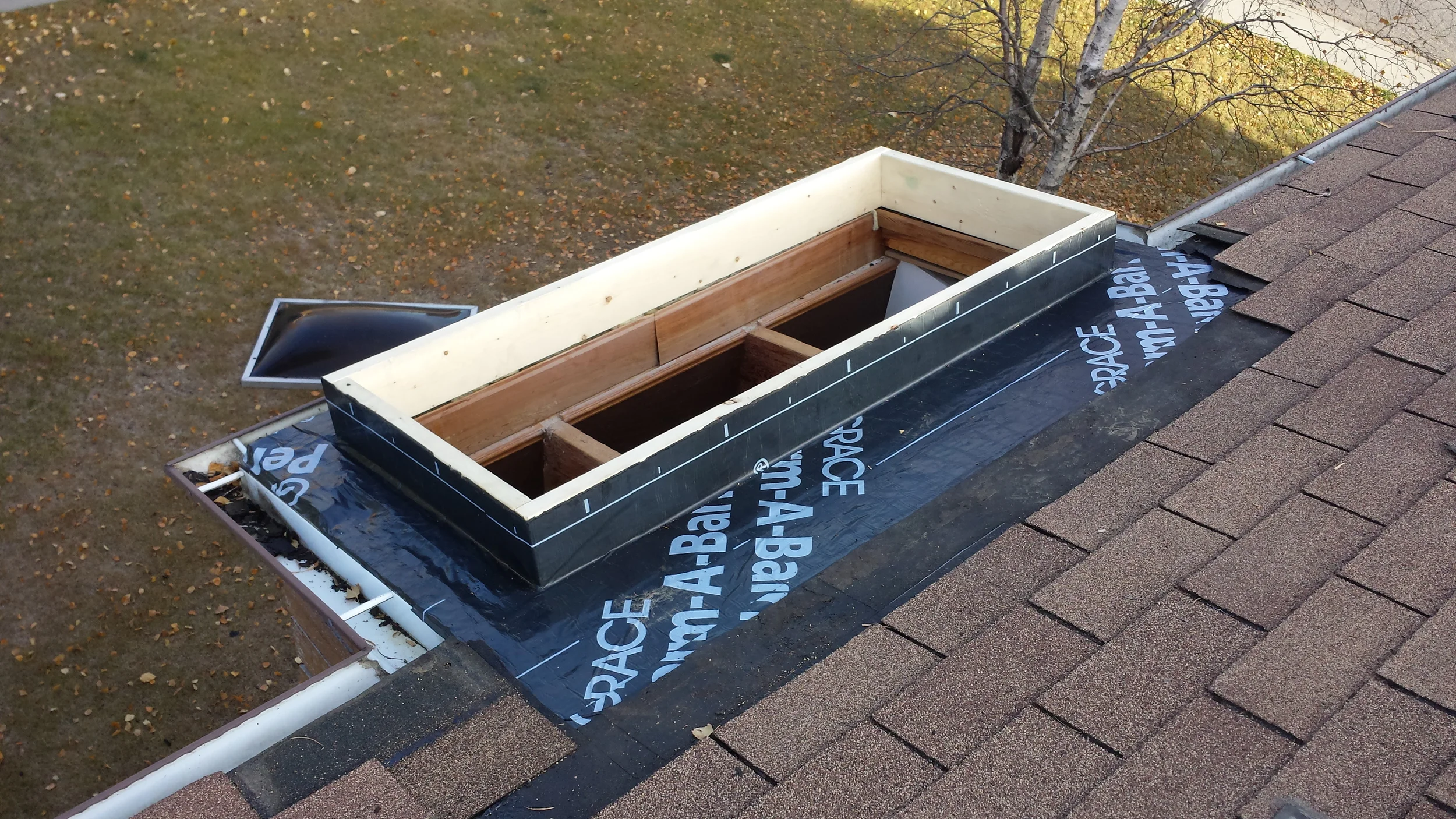  Membrane installed on a new curb to redo an old existing skylight. 