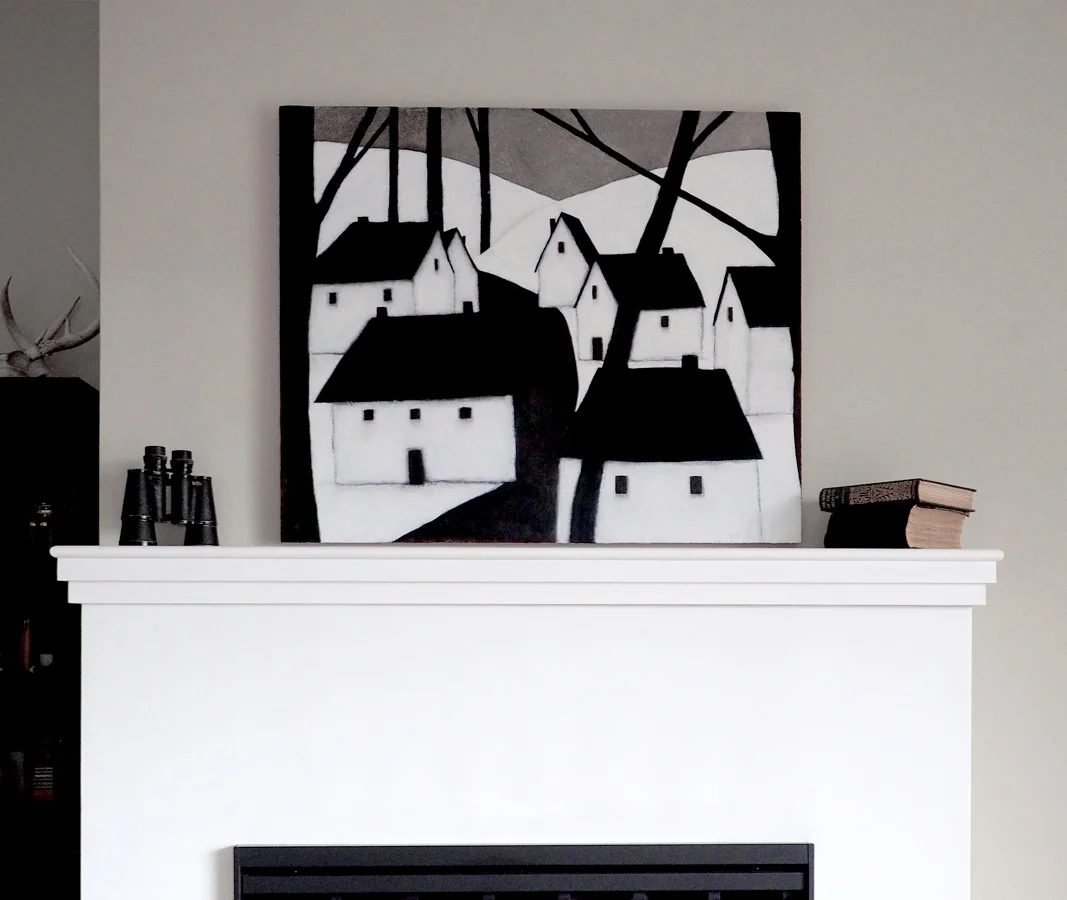 Winter Village - Acrylic on Board