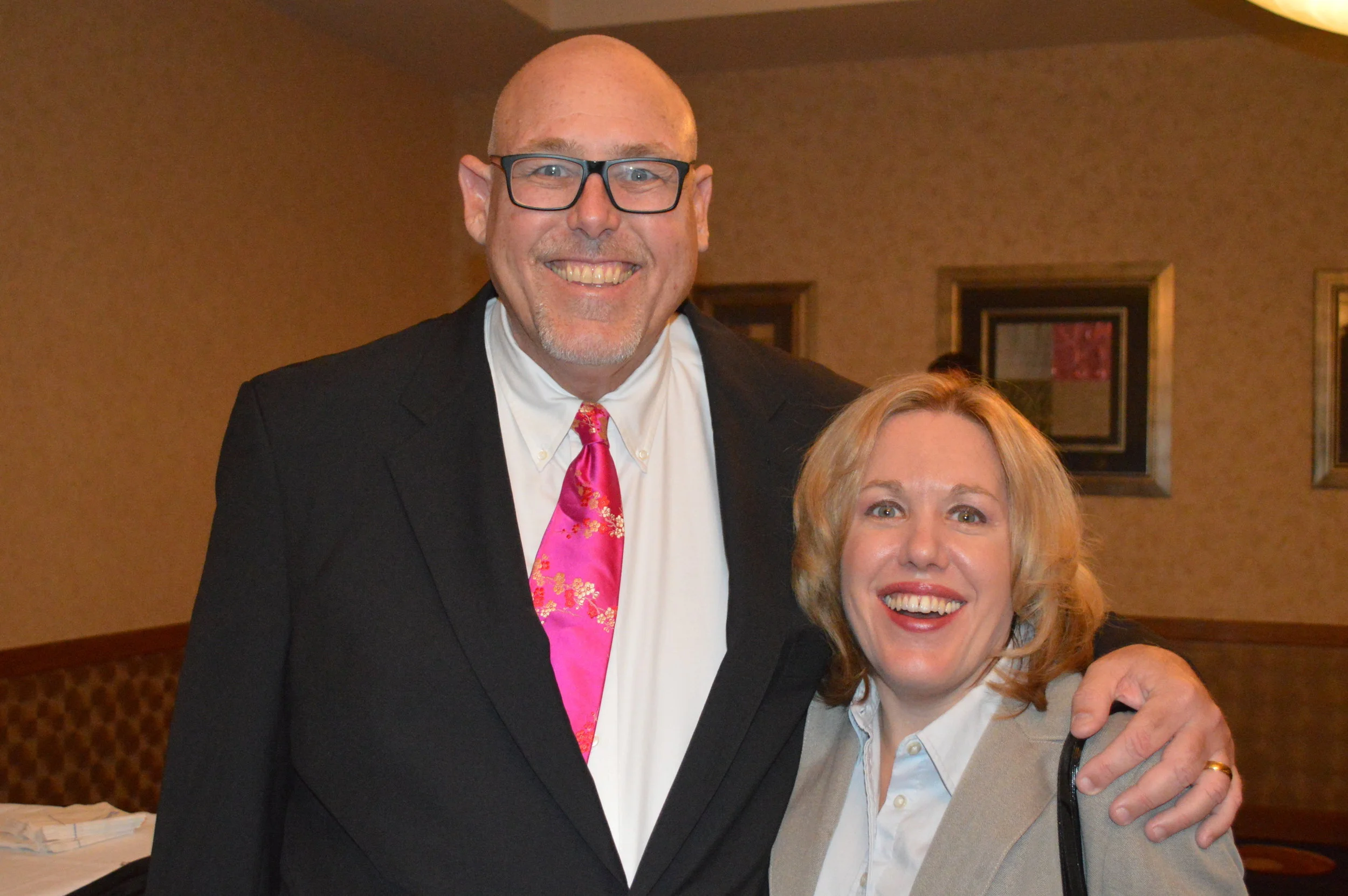 Vic Stauffer , Oaklawn's Track Announcer, and Jennifer Hoyt, Oaklawn's Media Relations Manager. 