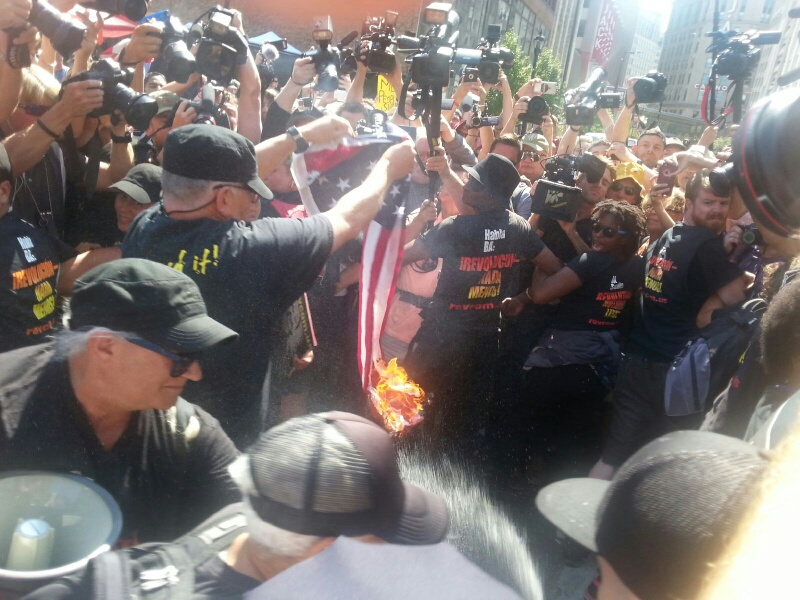 Joey Johnson Burning the American Flag Outside the RNC