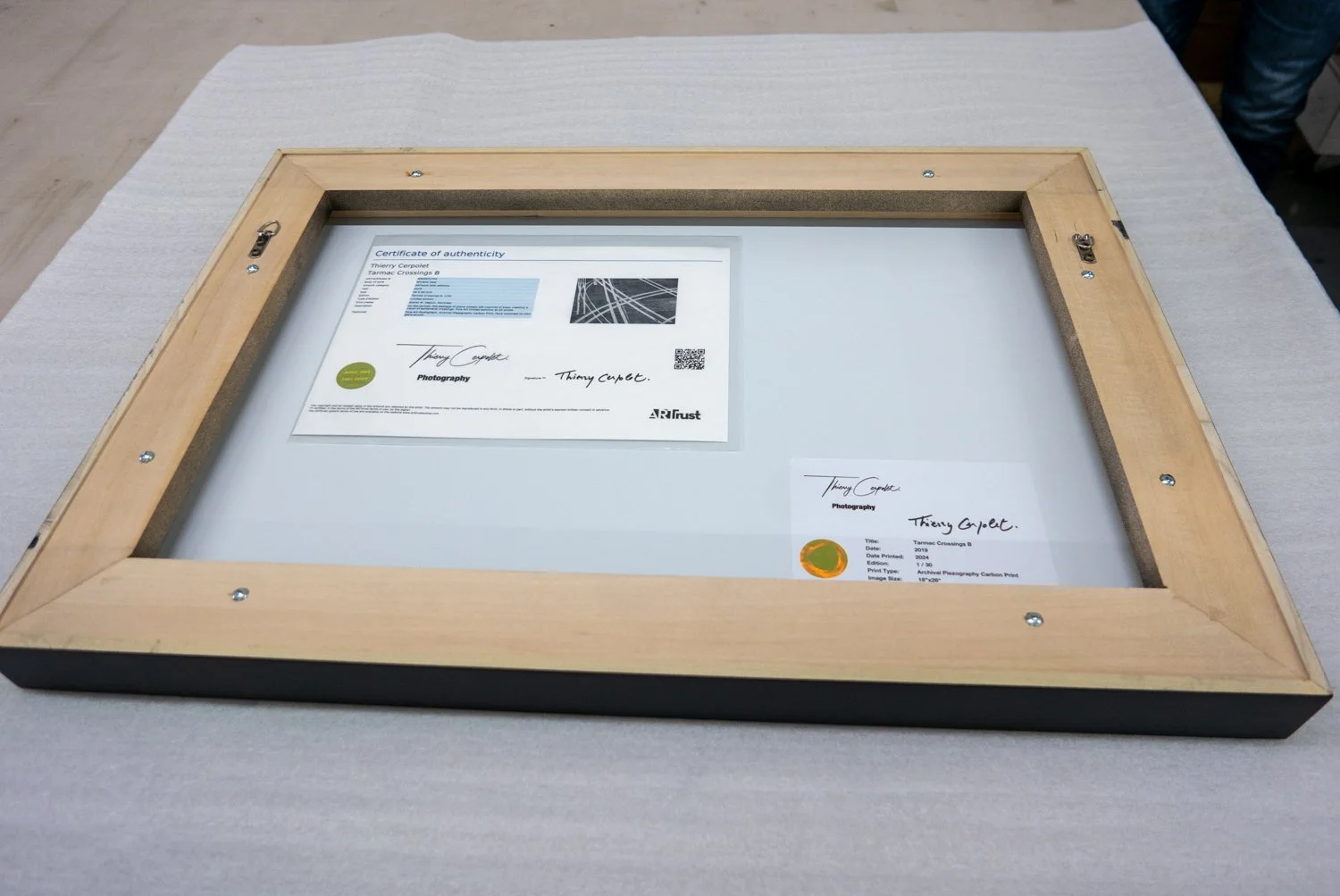 Back of a Mounting Floating Frame with Certificates