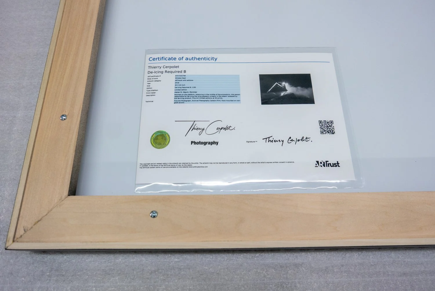 Example of Certificate of Authenticity