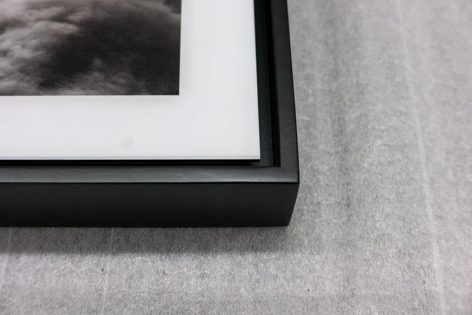 Close-up on a floating frame result - ex. 1/4" space  and 1/4" recessed