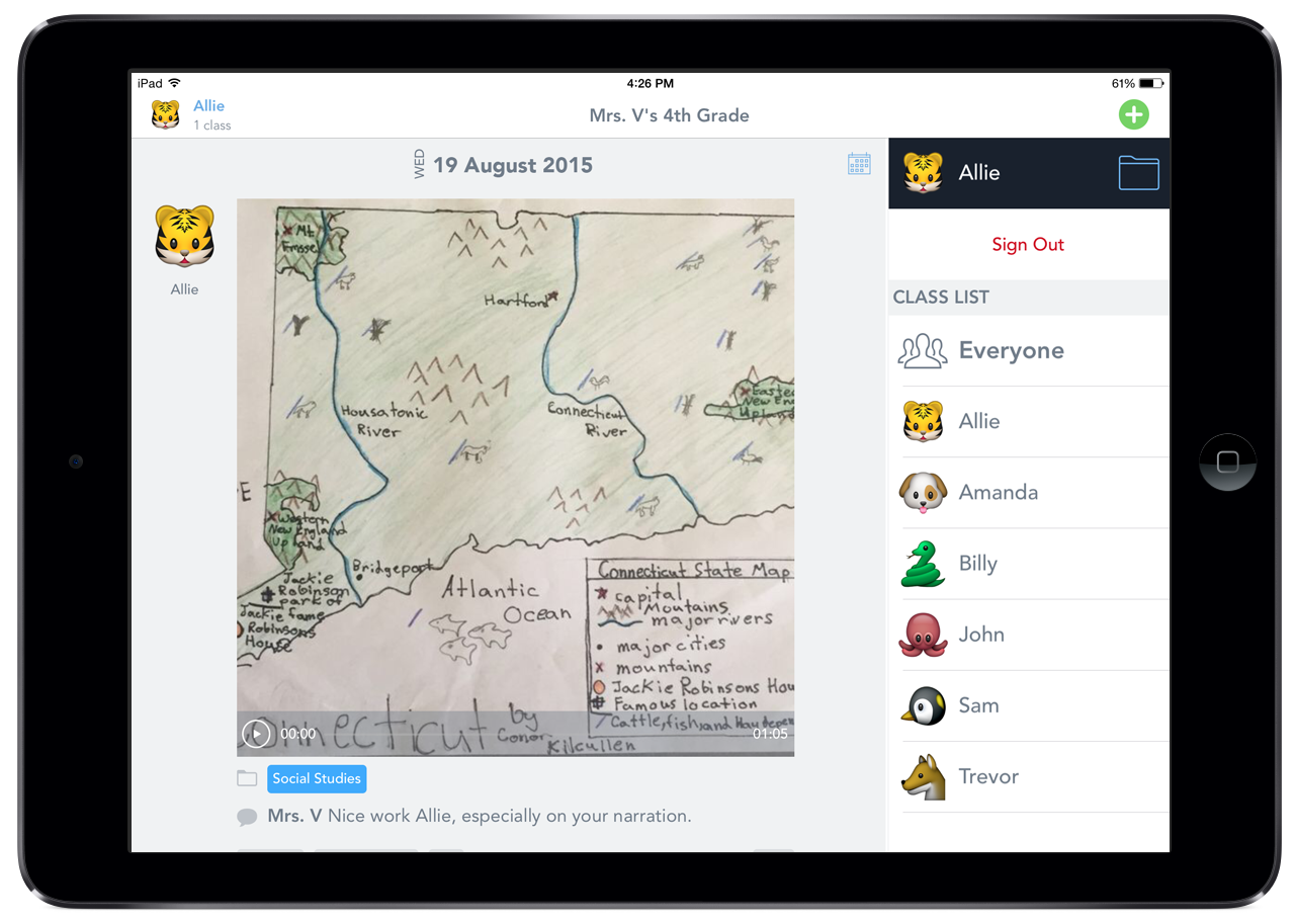    Seesaw is a simple way for teachers and students to record and share what's happening in the classroom.   Seesaw gives students a place to document their learning, be creative and learn how to use technology.   Each student gets their own journal and will add things to it, like photos, videos, drawings, or notes.   