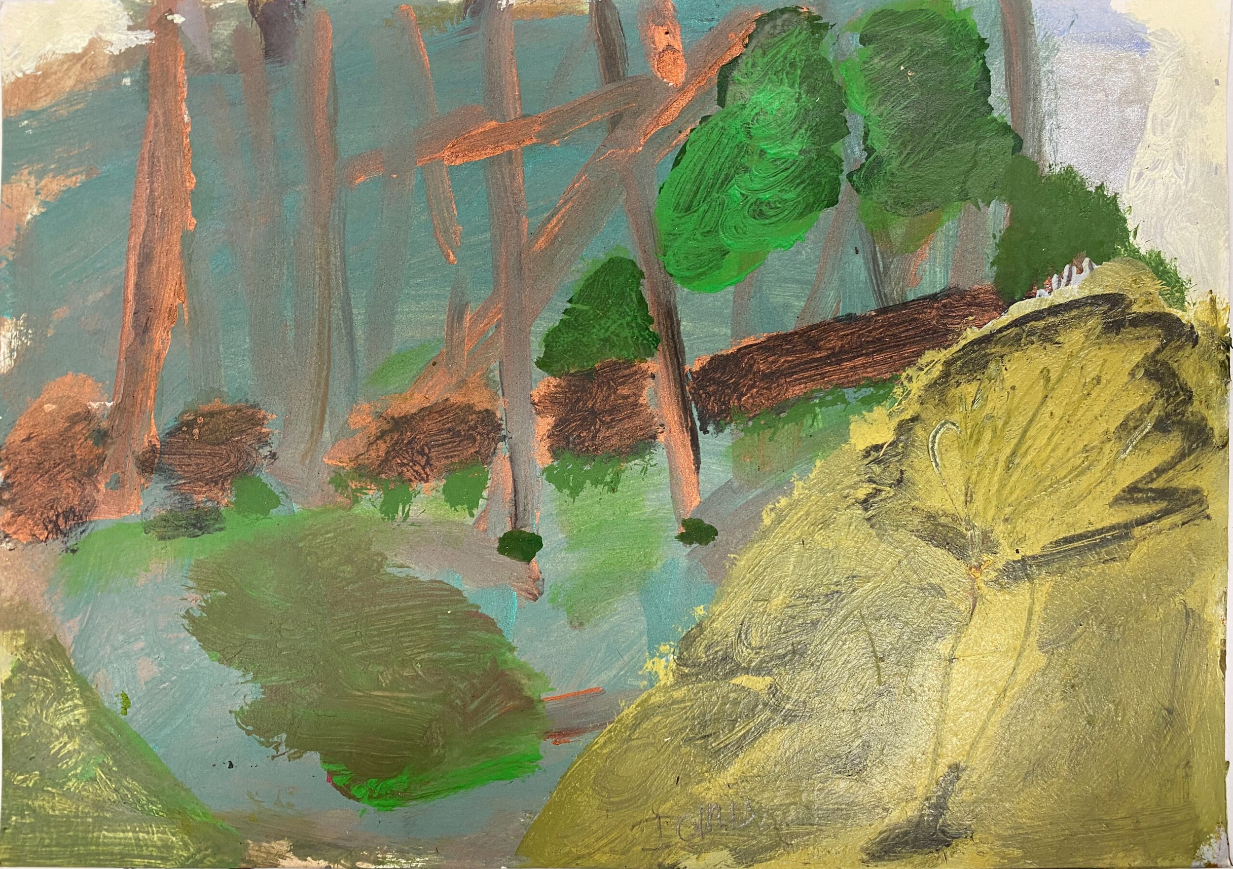 Walkway to the Sea, acrylic on paper, 21 x 30 cm