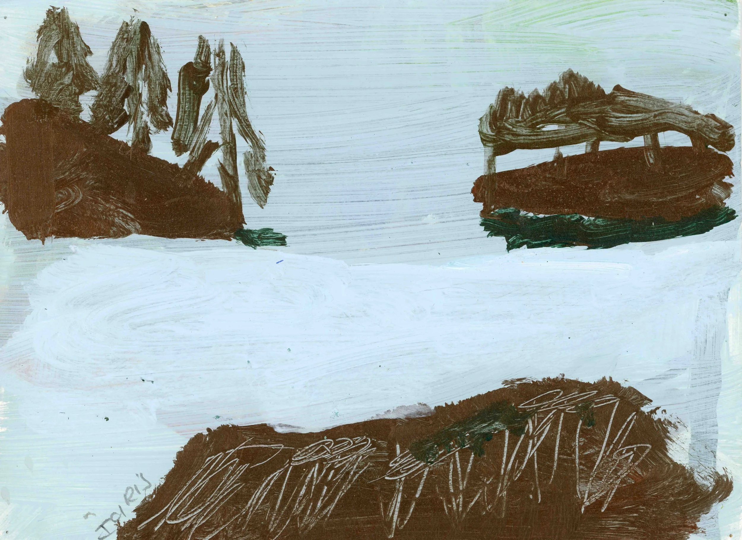 Bays and Islands, acrylic on paper, 21 x 30 cm