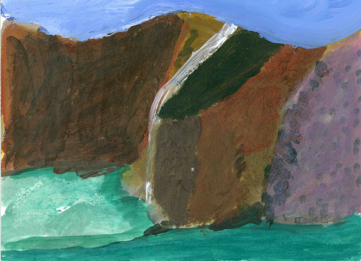 Falling Water, acrylic on paper, 21 x 30 cm