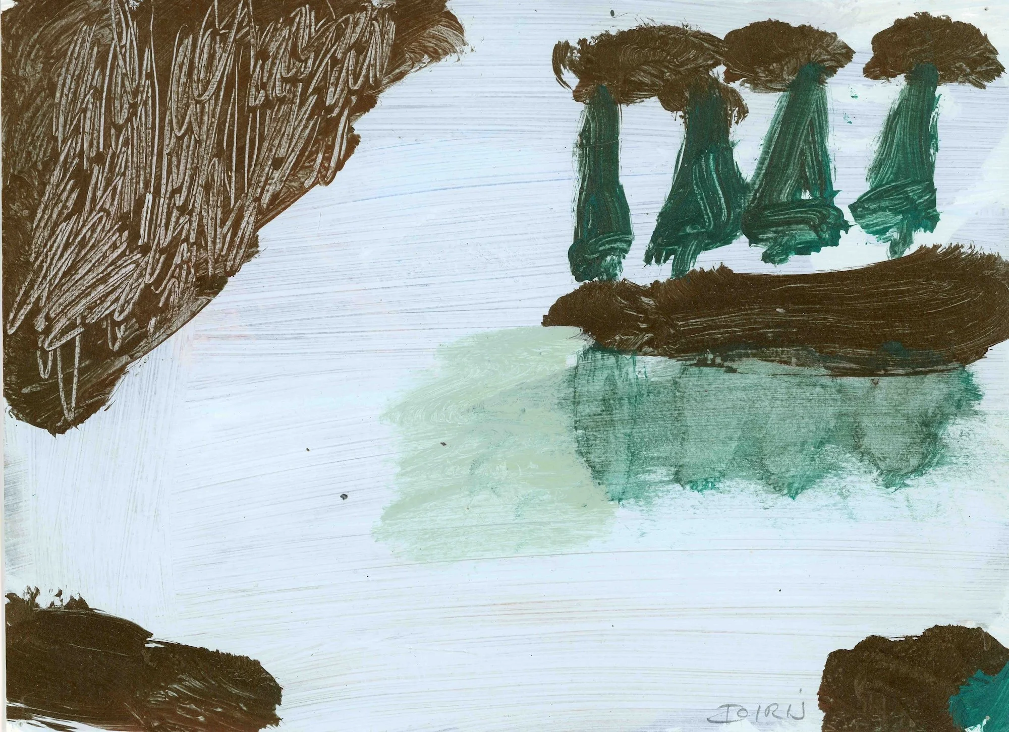Floating Trees I, acrylic on paper, 21 x 30 cm