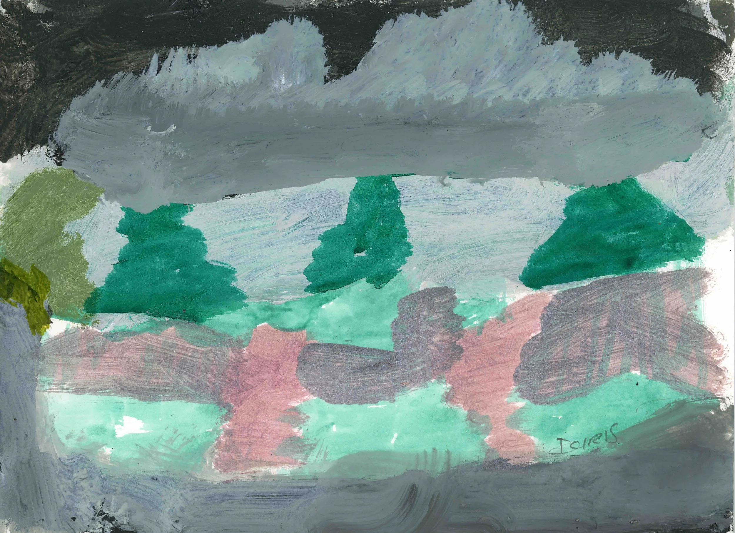 Green Reflections, acrylic on paper, 21 x 30 cm