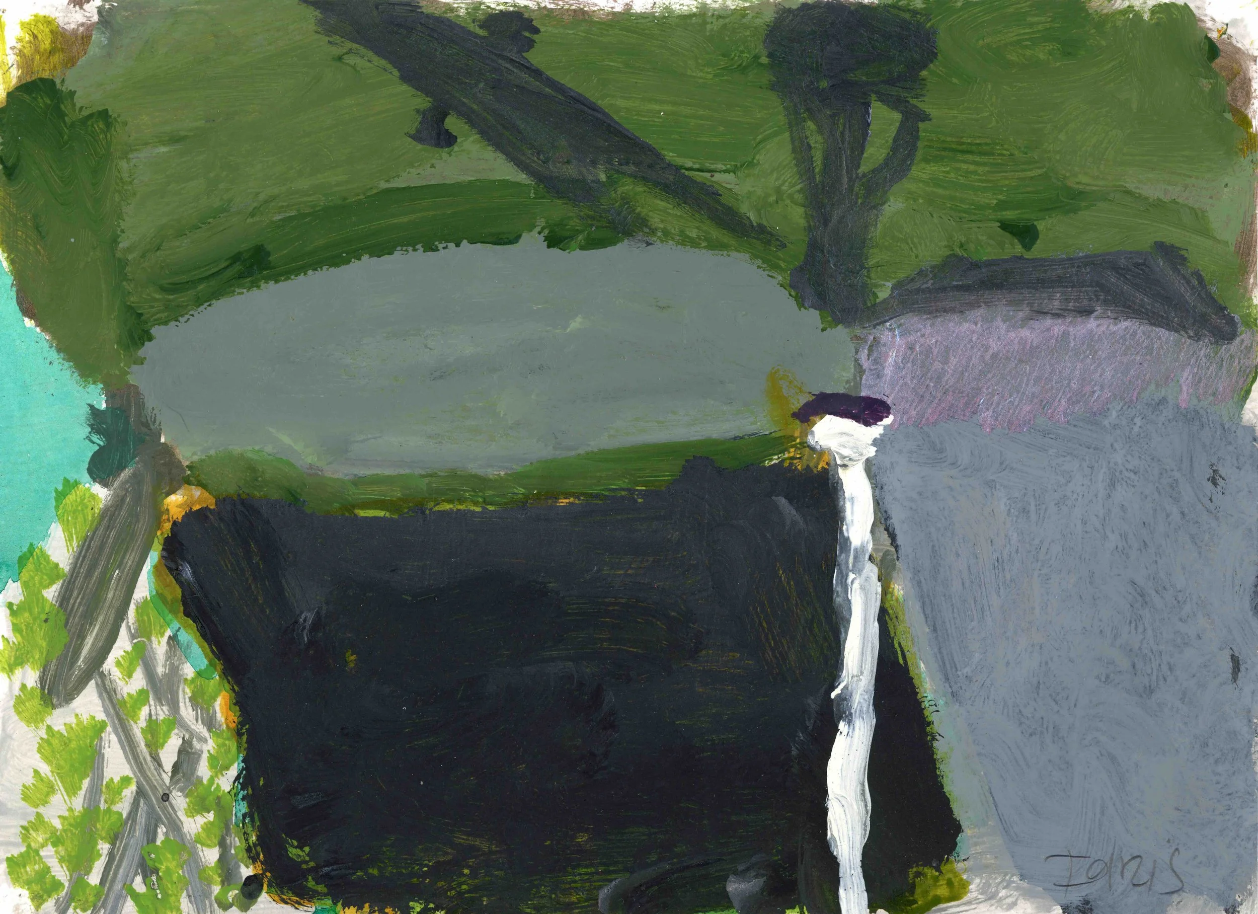 Wetlands I, King Island, 2022, acrylic on paper, 21 x 30cm