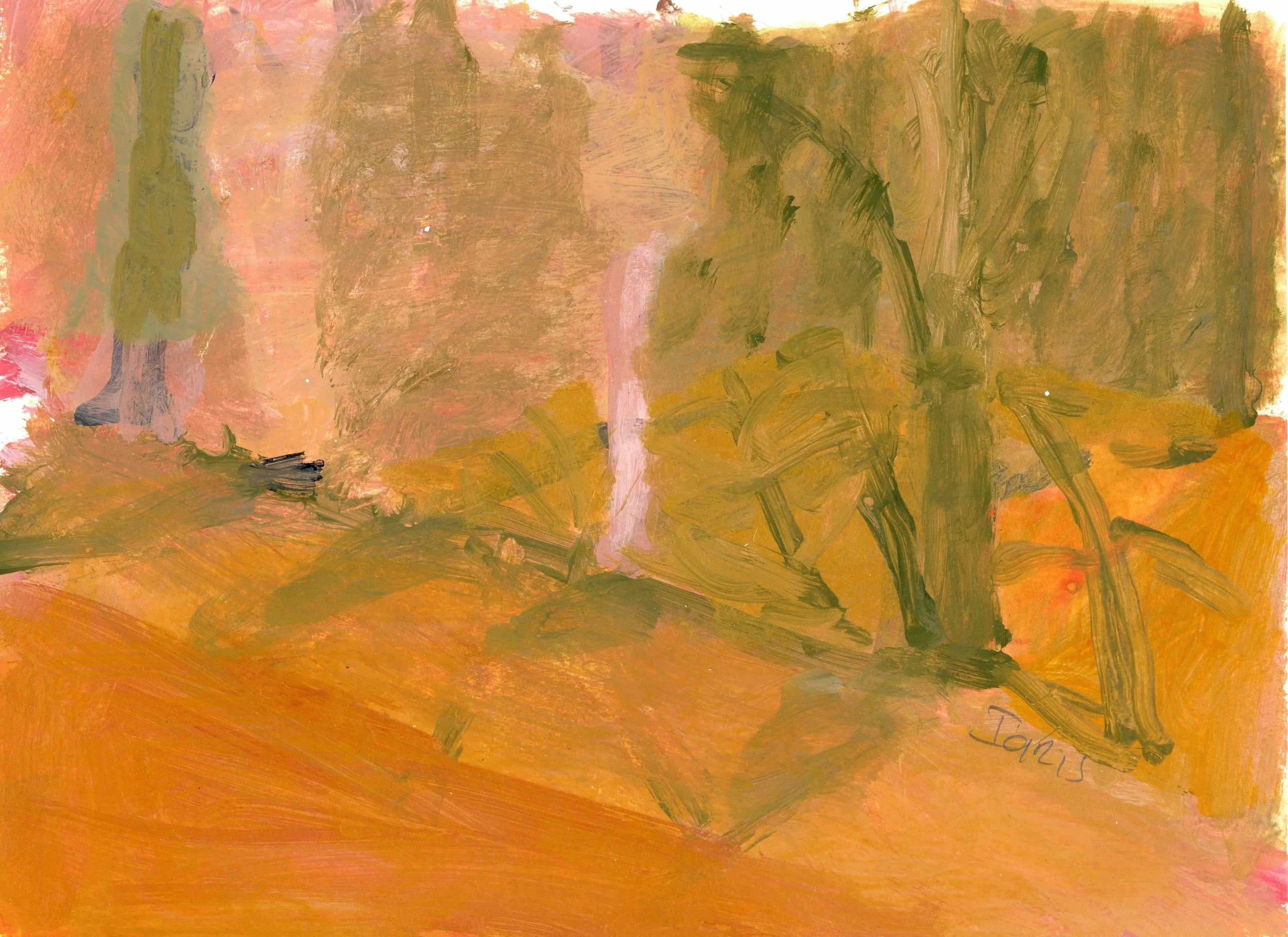 Late Afternoon Riverbed, 2022, acrylic on paper, 21 x 30 cm