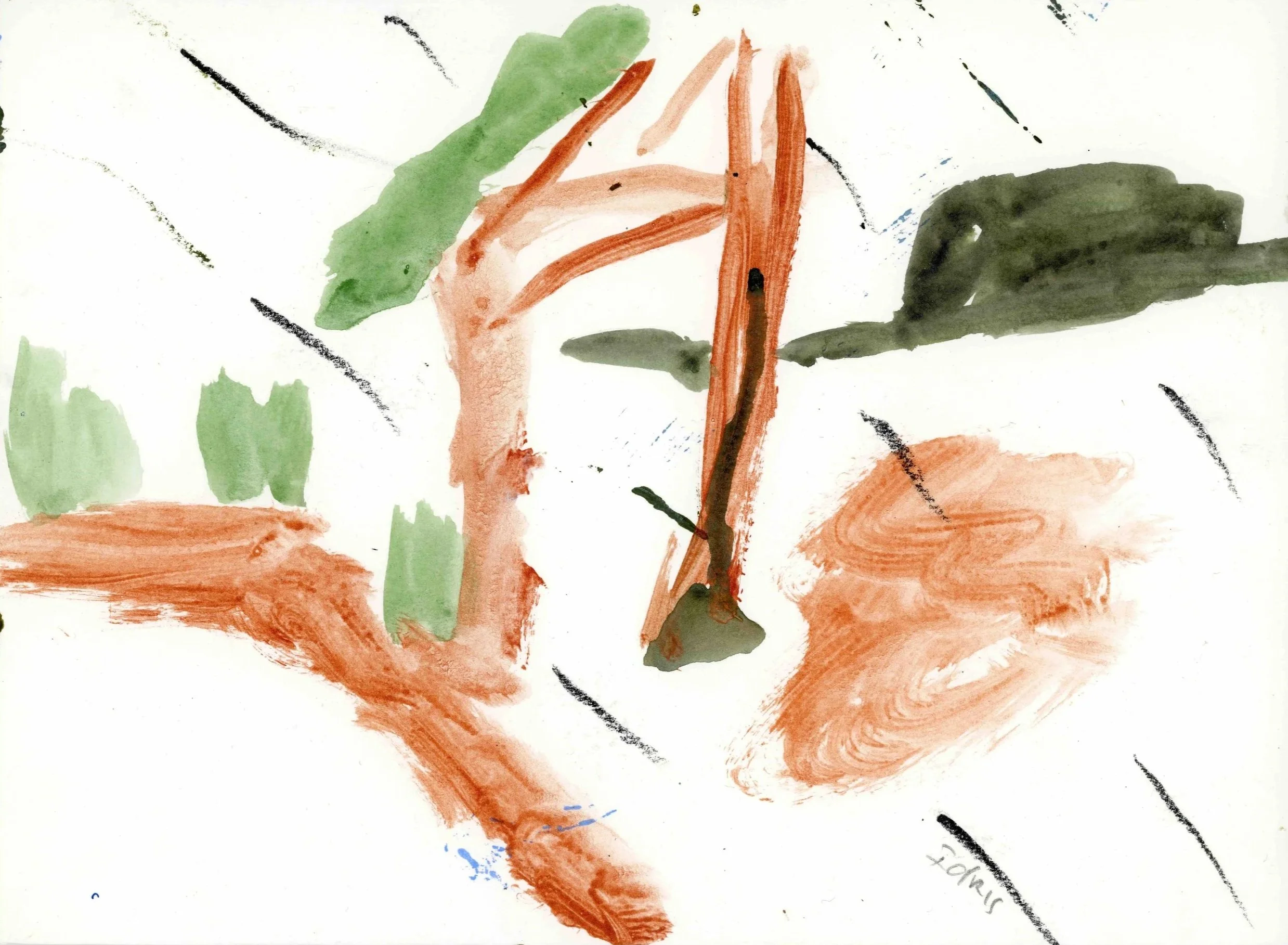 Window Rain, 2022, acrylic on paper, 21 x 30 cm