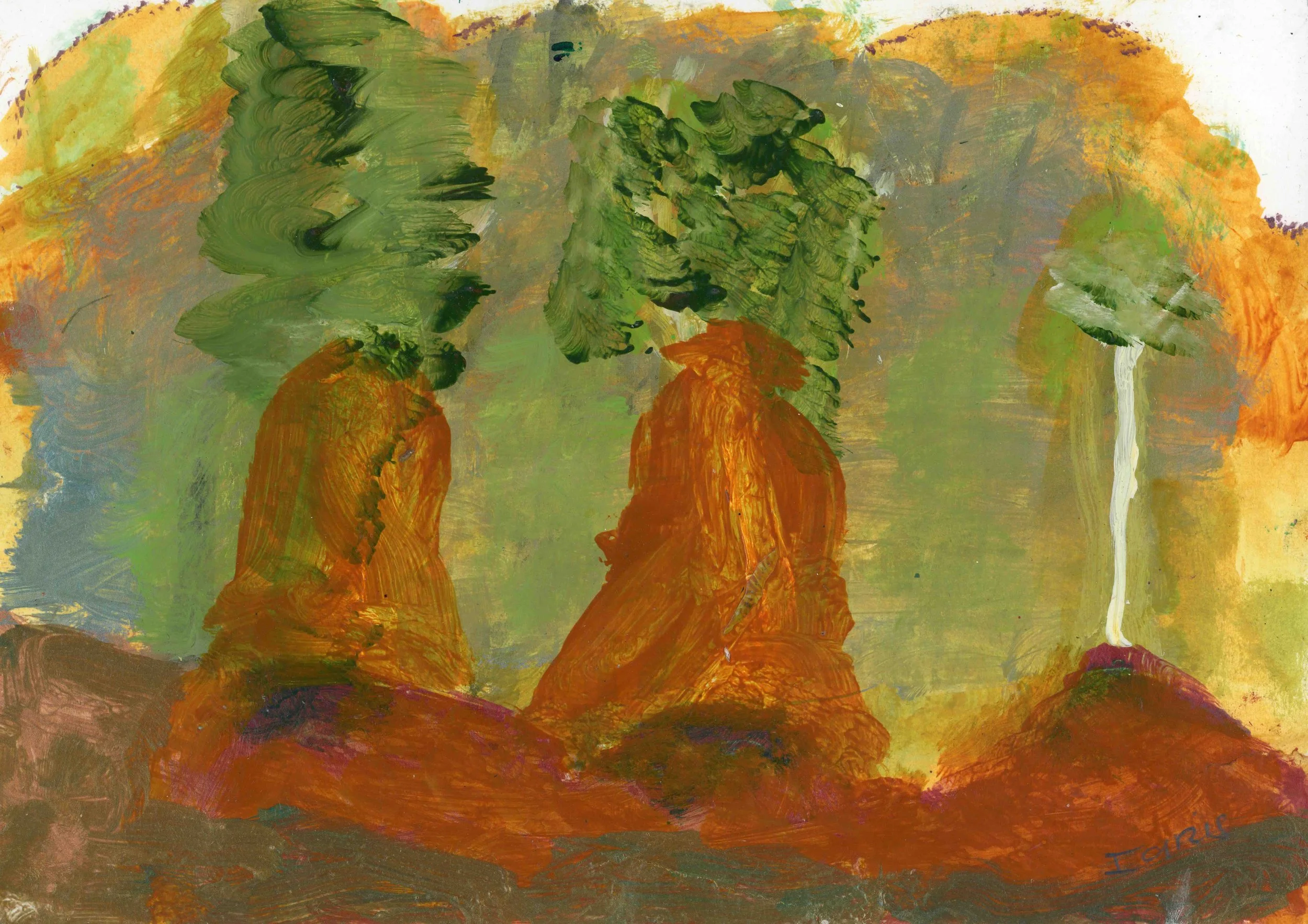 White Ant Nests, 2022, acrylic on paper, 21 x 30 cm