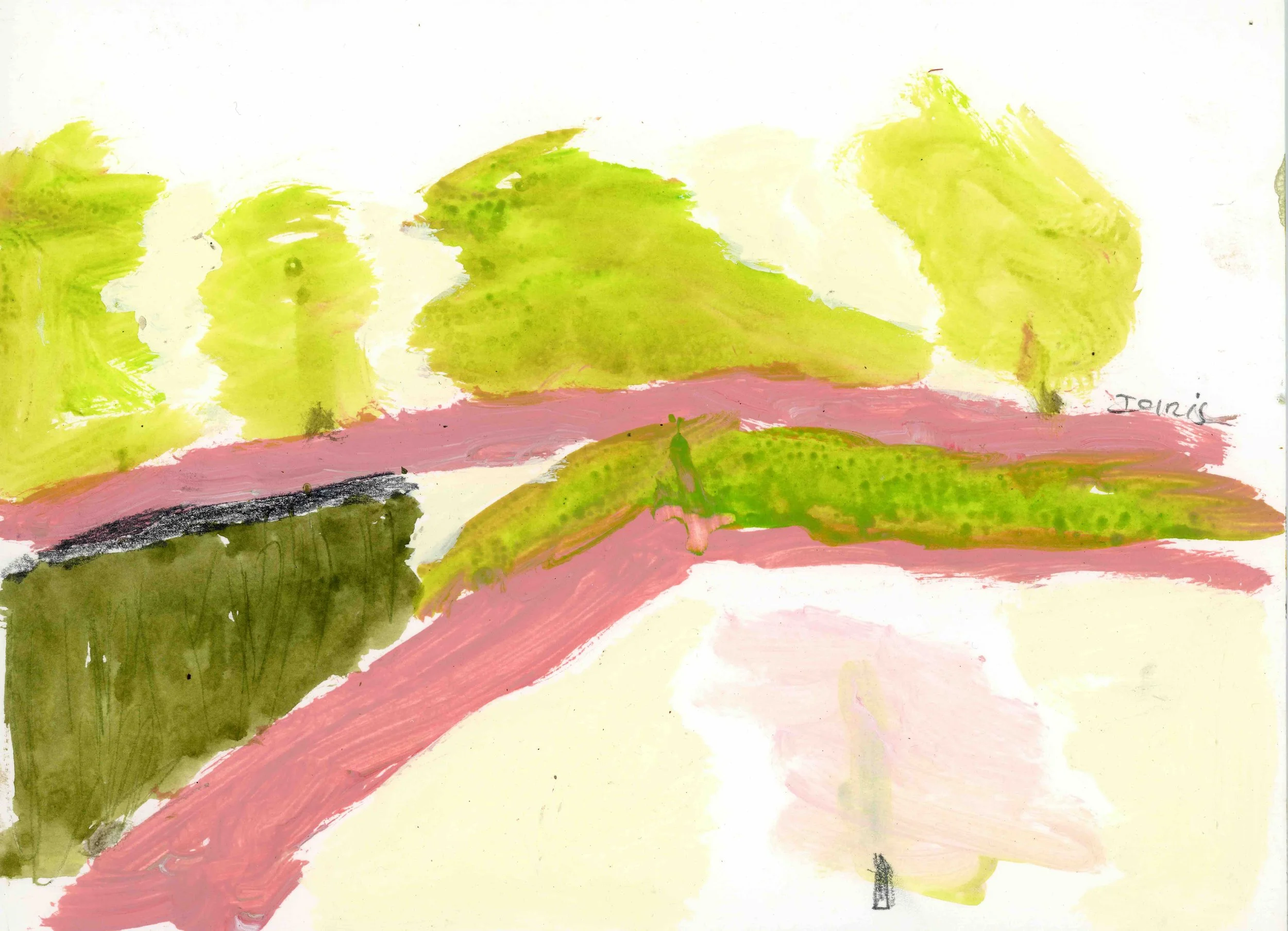 Pink Tree Garden, 2022, acrylic on paper, 21 x 30 cm