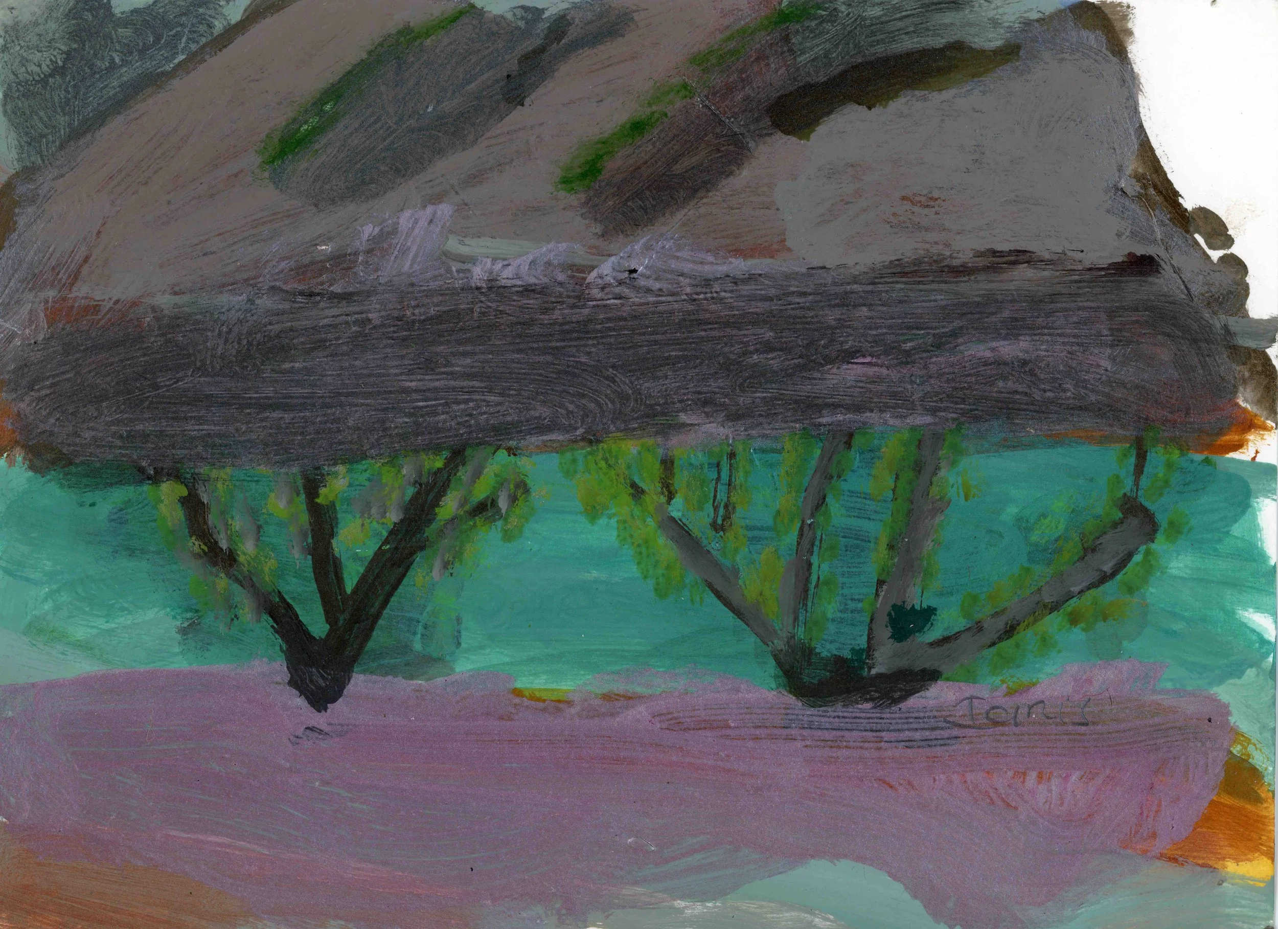 Running Water, 2022, acrylic on paper, 21 x 30 cm