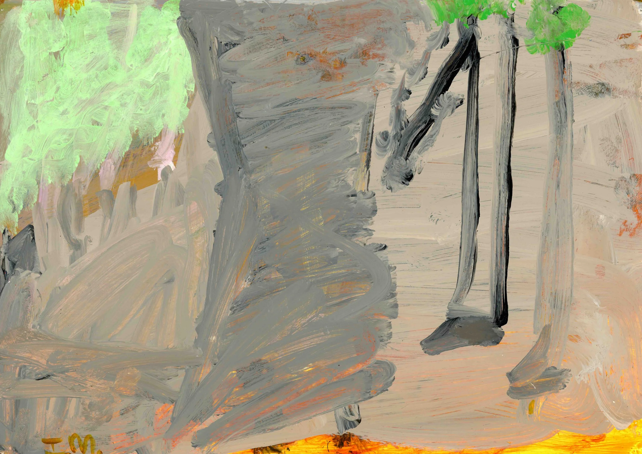 The Muddy Track, 2022, acrylic on Yupo synthetic paper, 21 x 30 cm