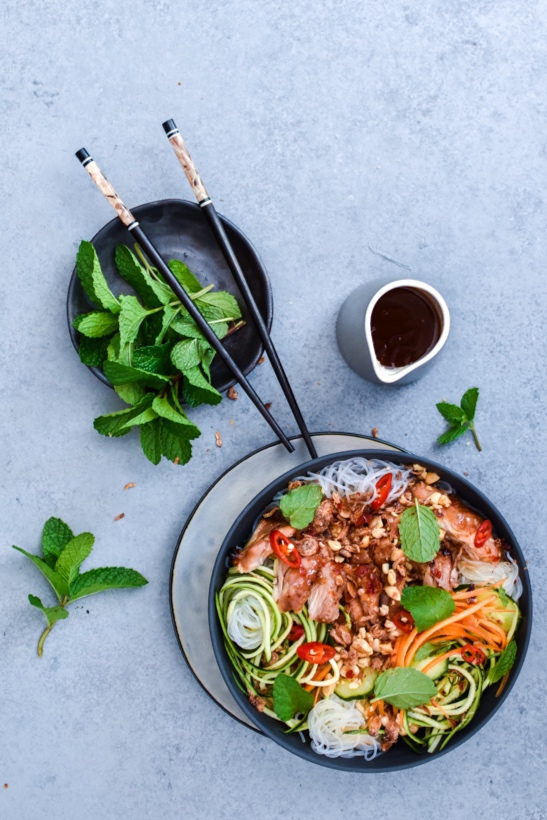 Sweet Chilli Chicken Vermicelli Bowls | Recipe, food styling + photography by Georgia Barnes