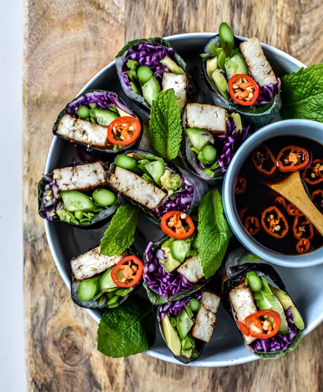 GINGER TOFU RICE PAPER ROLLS