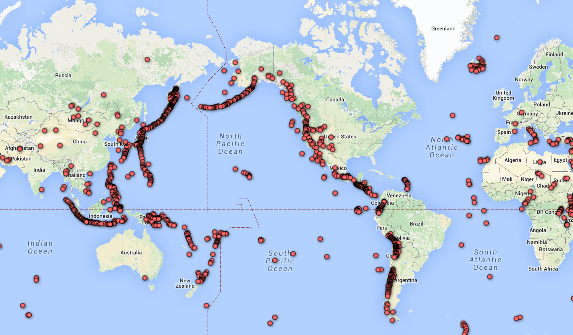 Volcano Eruptions - Data from USGS