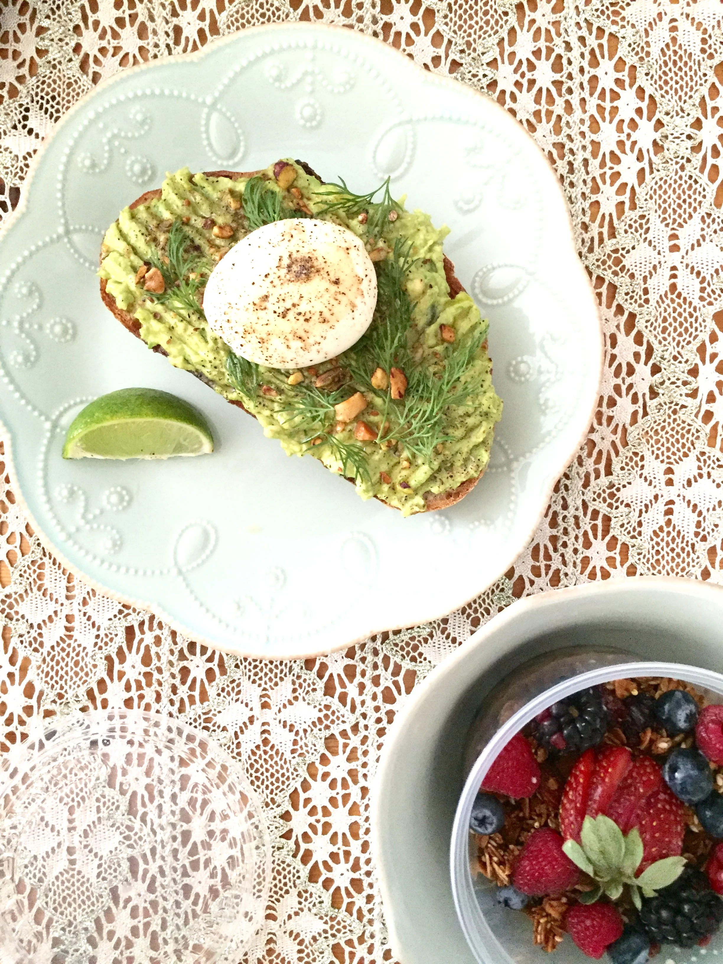 Picked up this avocado toast and fruit bowl and brought it home to enjoy