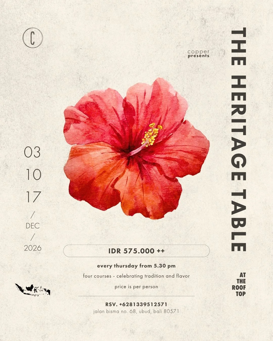 heritage table indonesian menu dinner at copper ubud
