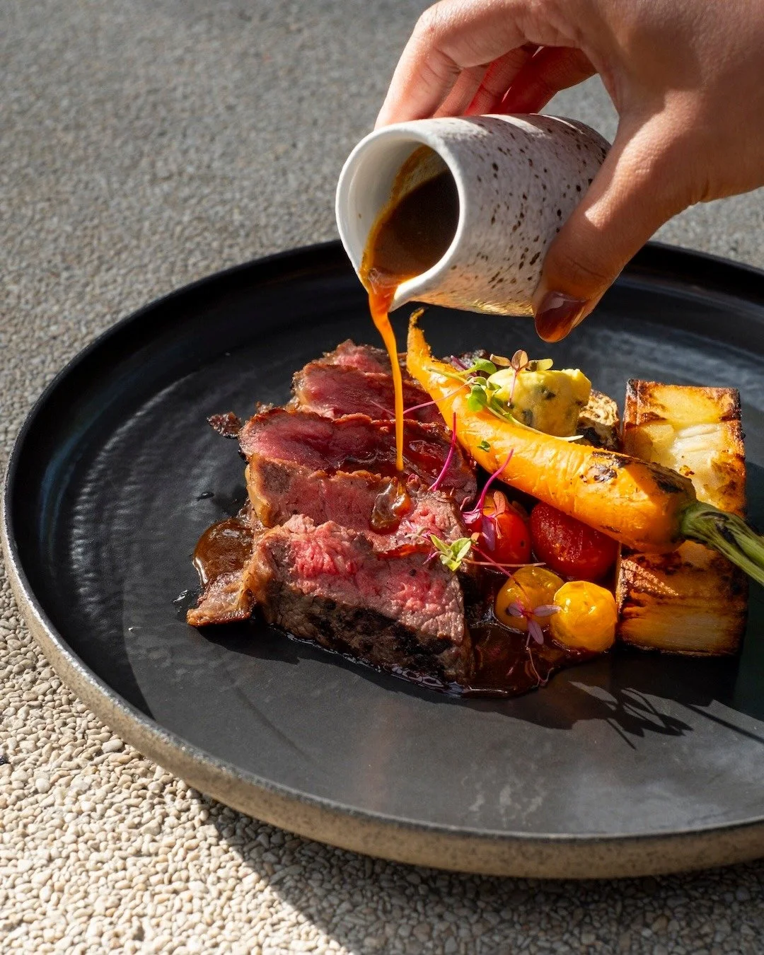 Rich, tender, and unapologetically indulgent. Striploin Wagyu MB9 with miso eggplant, pomme anna, smoked herb butter, and madeira sauce &mdash; depth, balance, and pure satisfaction. 🥩✨ #UbudEats #APerfectBite

STRIPLOIN WAGYU MB9
miso eggplant, pom