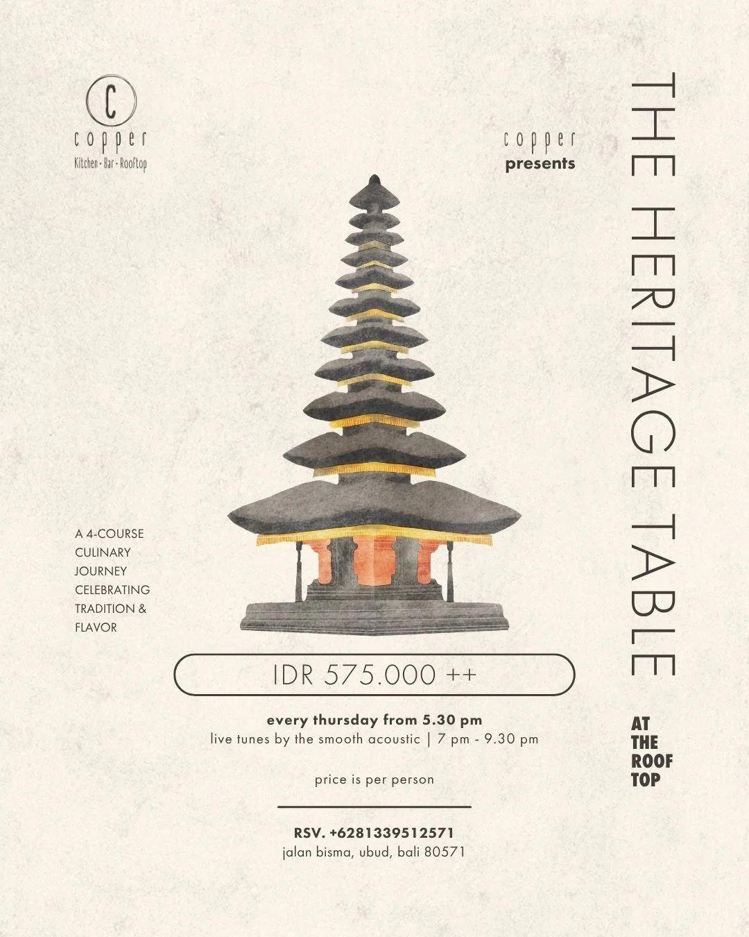 dining experience inspired by time-honored traditions and culinary artistry at copper ubud