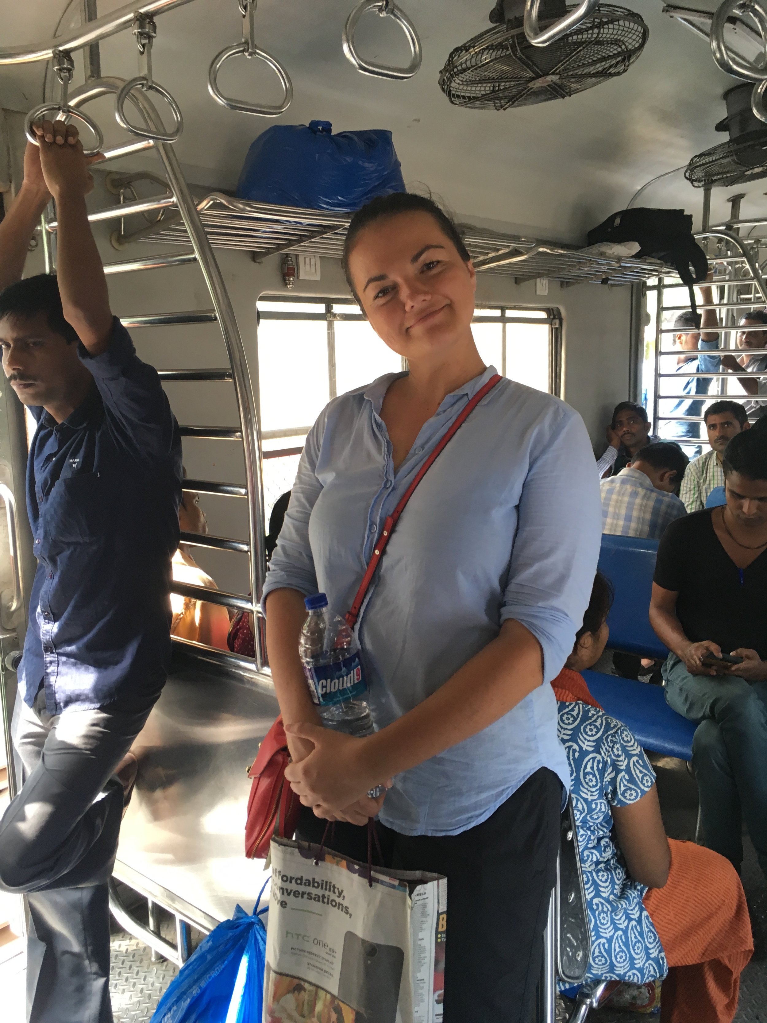 Feeling the breeze on the Mumbai train