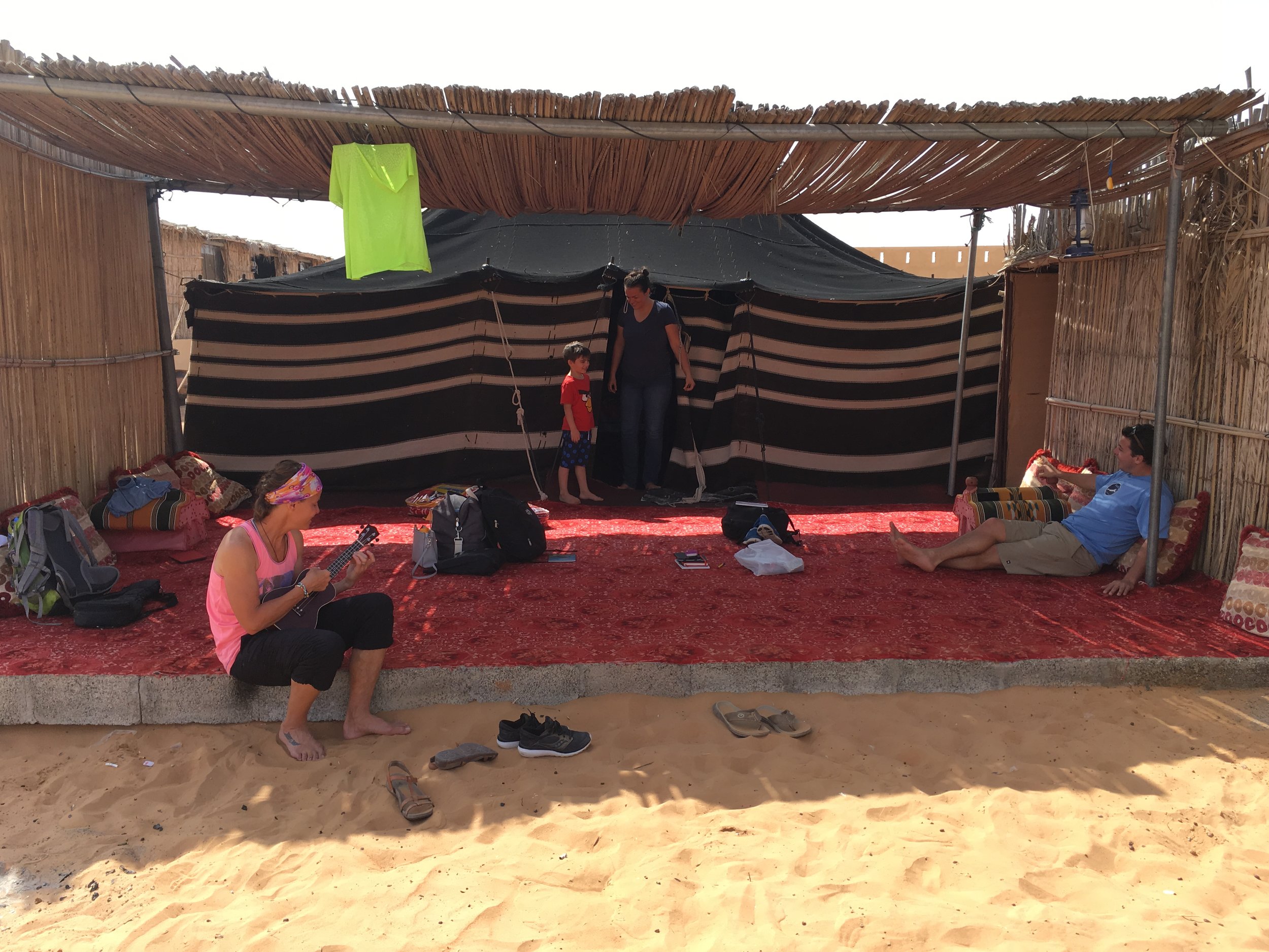 Our Bedouin front porch, hanging with an energetic Italian boy