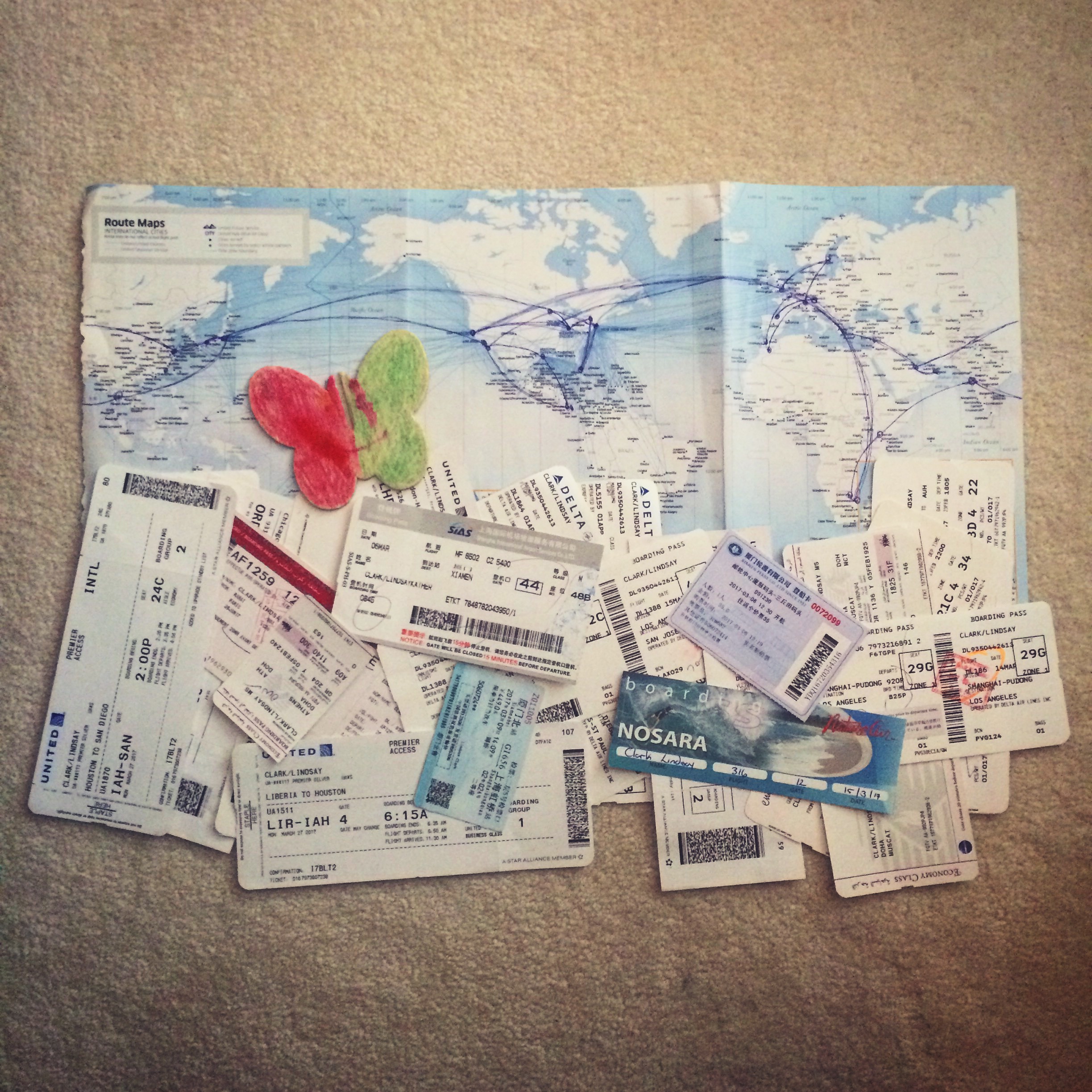 Boarding passes and tickets for round 2 of CD Travels