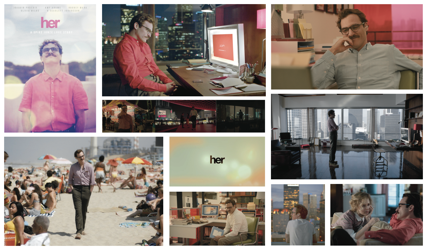 Colors and art direction were inspired by the movie, Her.
