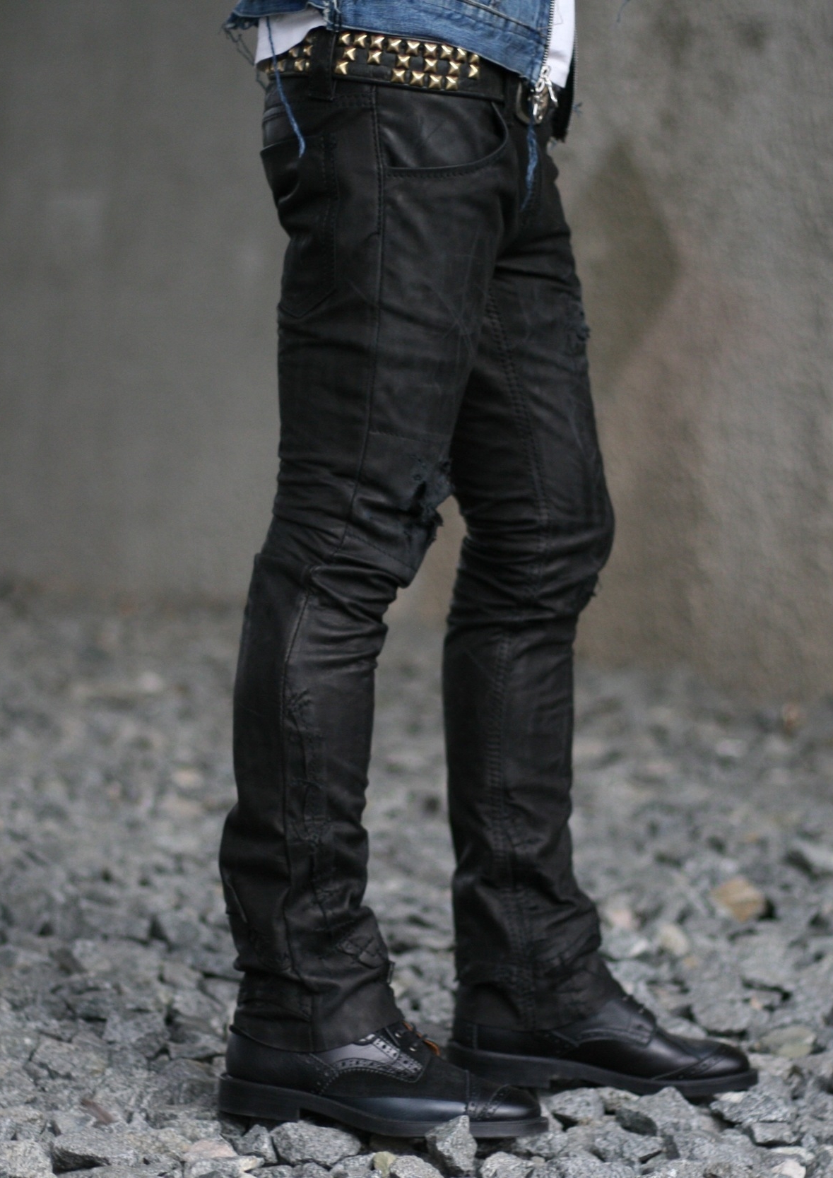 Ashen Black Leather Pant — Bone Black LA