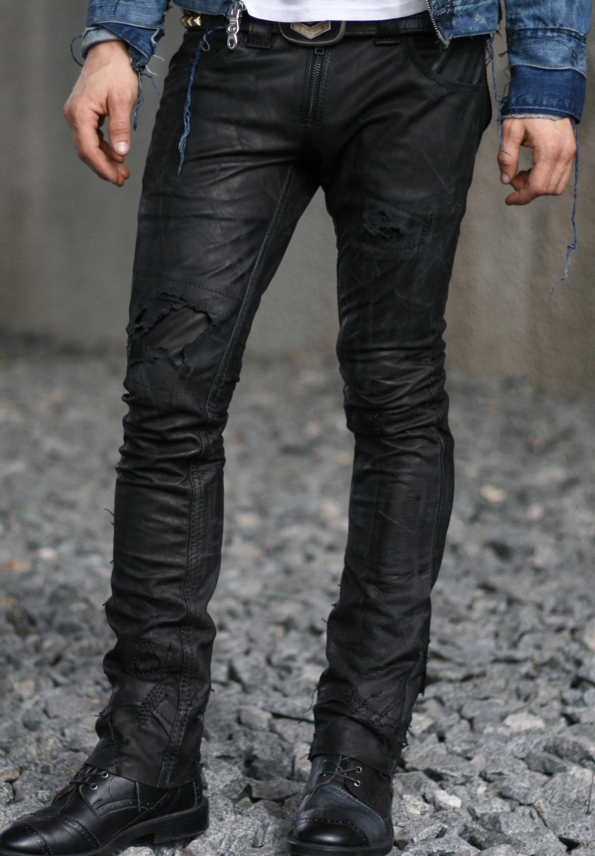 Ashen Black Leather Pant — Bone Black LA