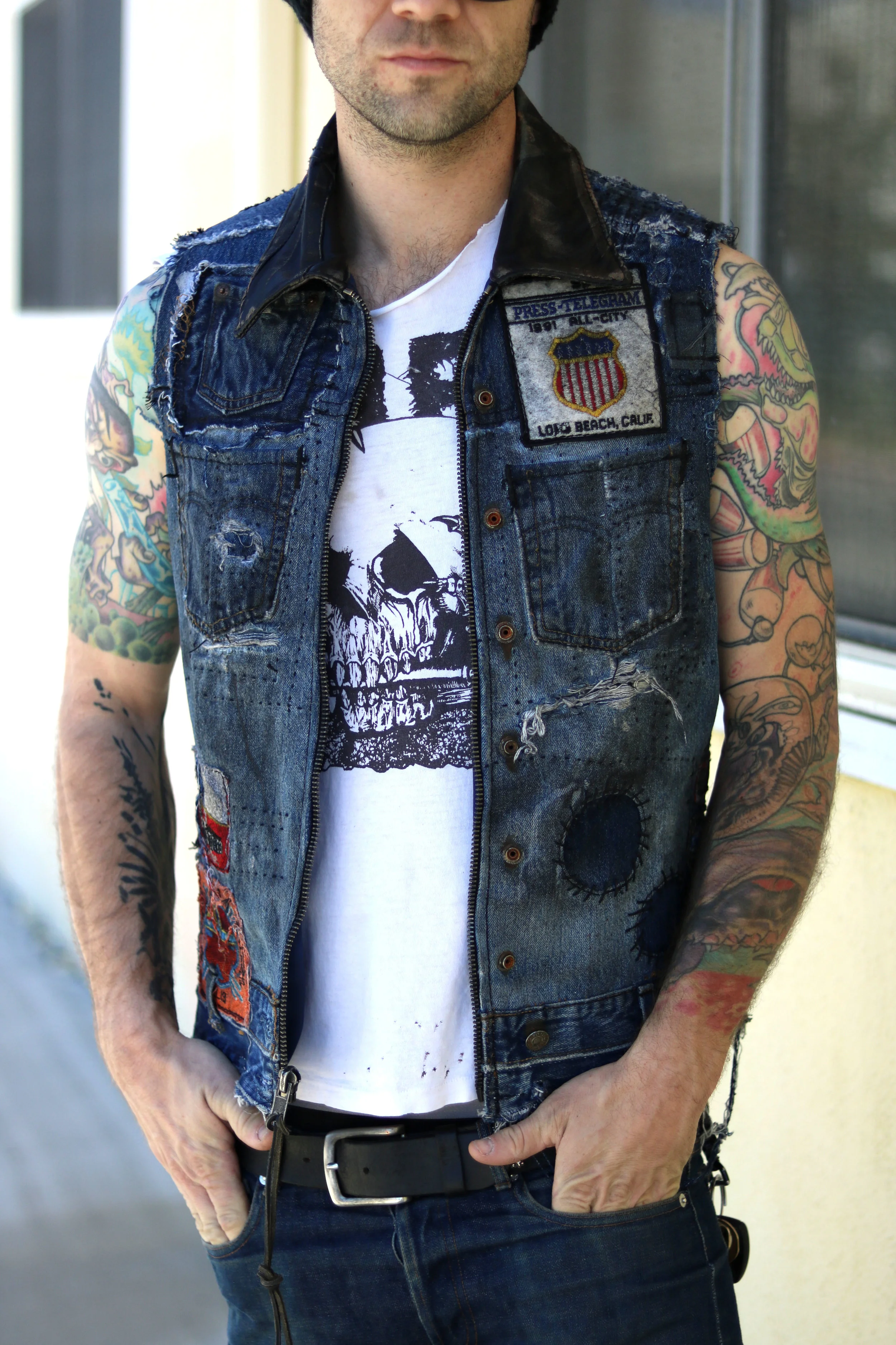 black denim vest for patches
