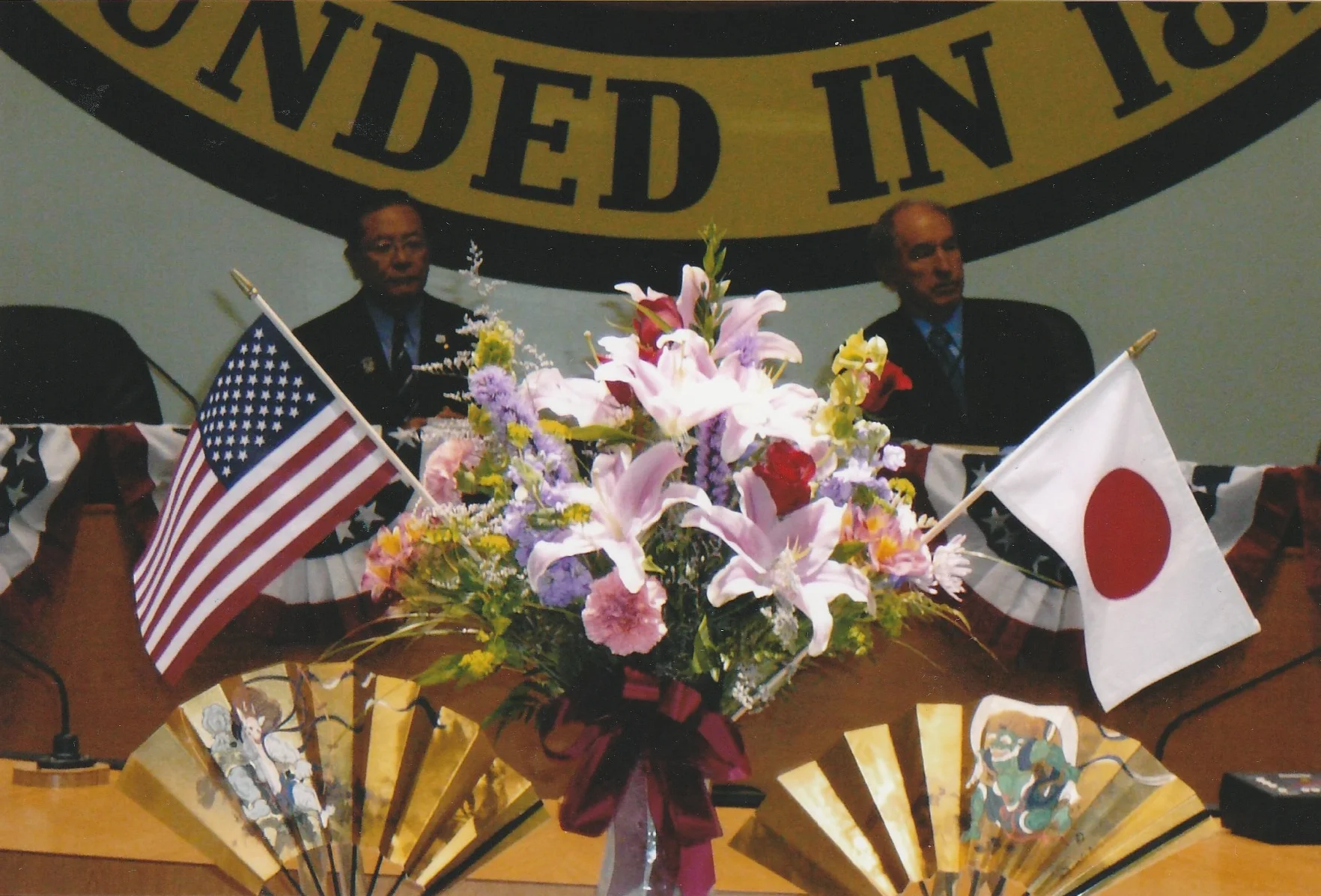 Mayor Shohei Shimizu and Mayor Patrick Morris in 2009, celebrating the 50th anniversary.