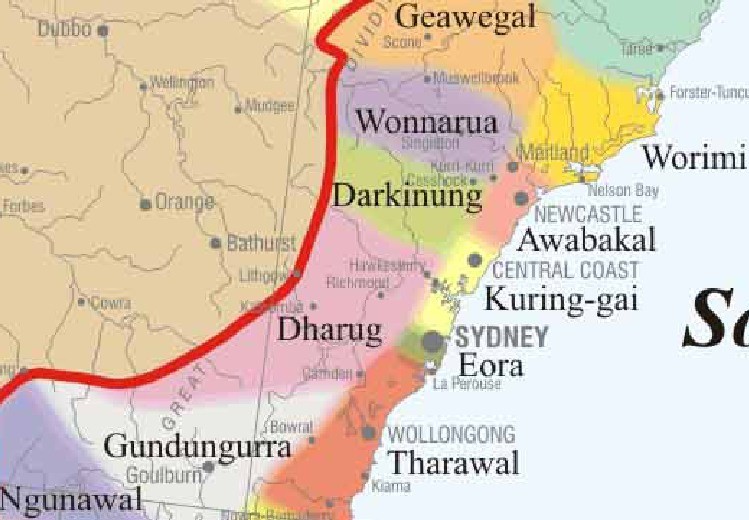 Aboriginal language map of Sydney and coastal NSW, Horton (1996)