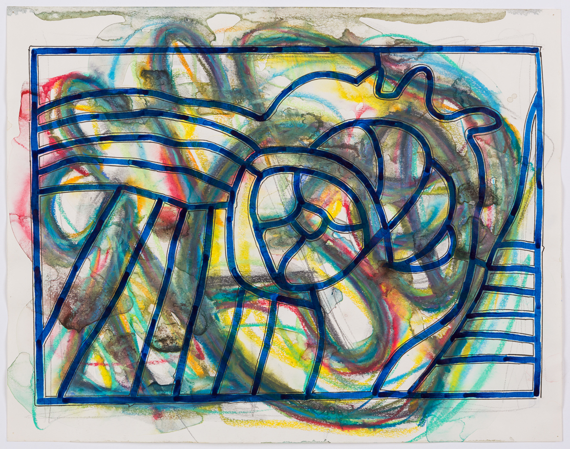 Critical Nostalgia, 2018, acrylic, ink, watercolor crayon and pencil on paper, 11” x 14”