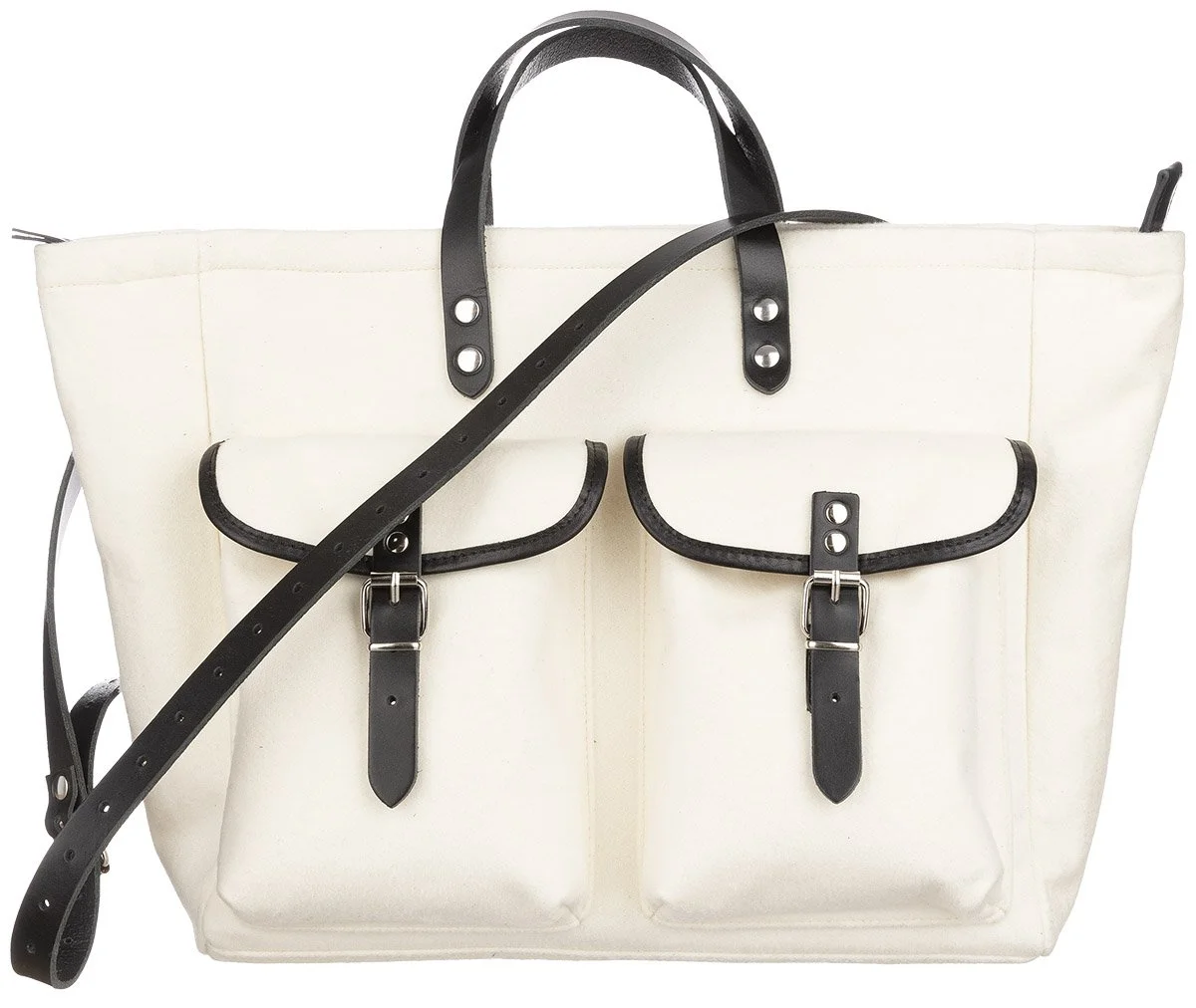 FLANNEL CROSS BODY BAG - cream/black